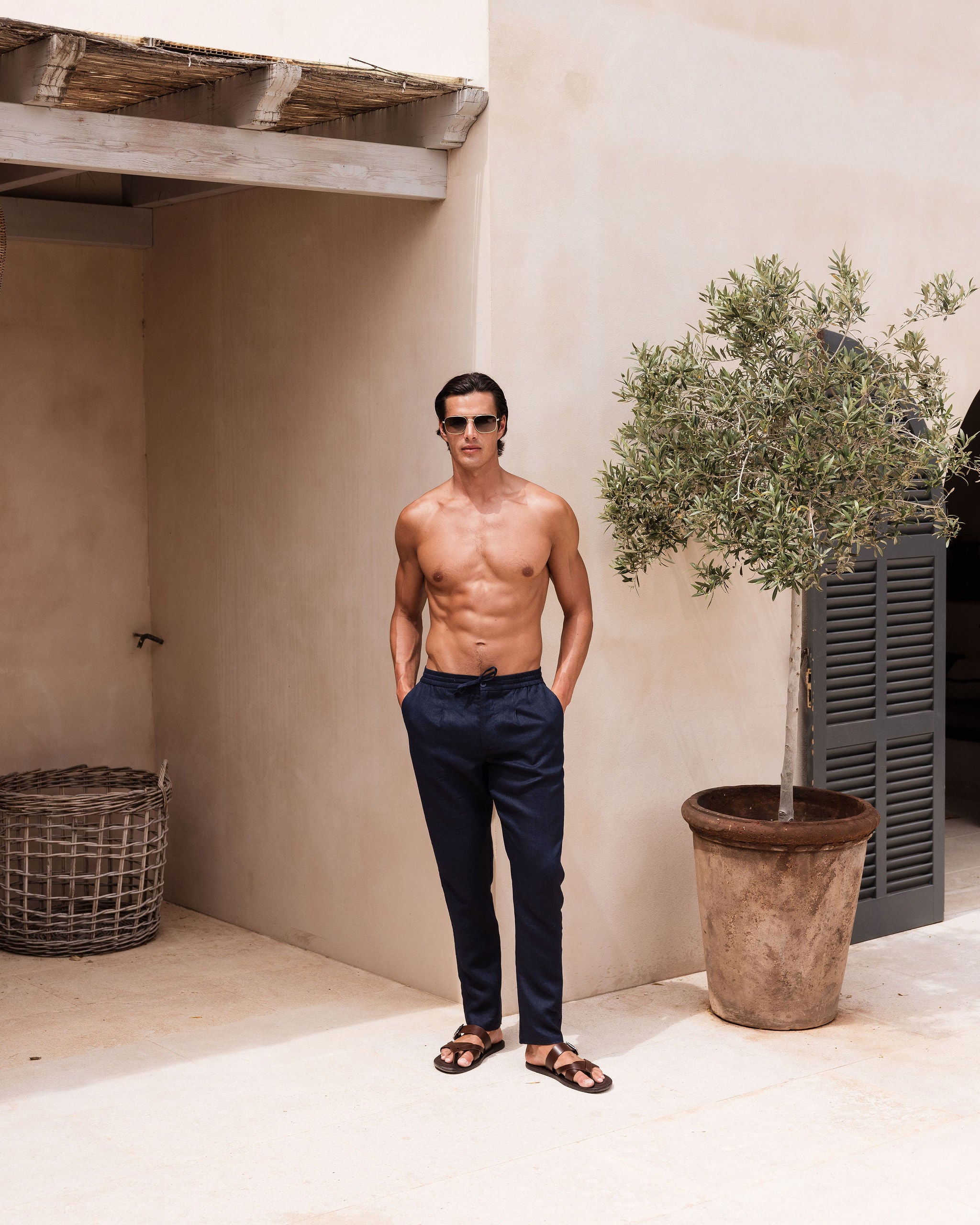 RESORT LINEN TROUSER NAVY
