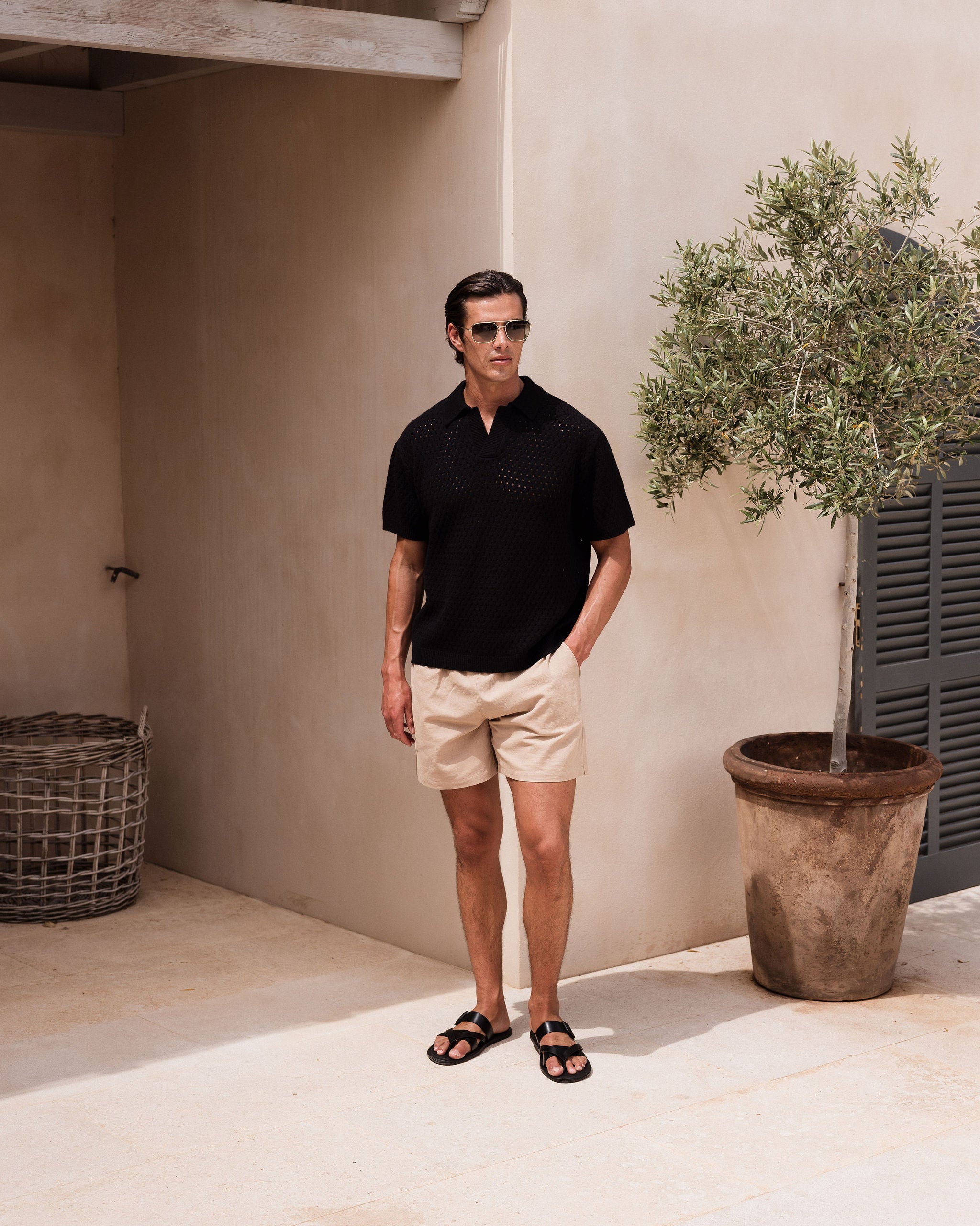 MURA KNIT POLO BLACK