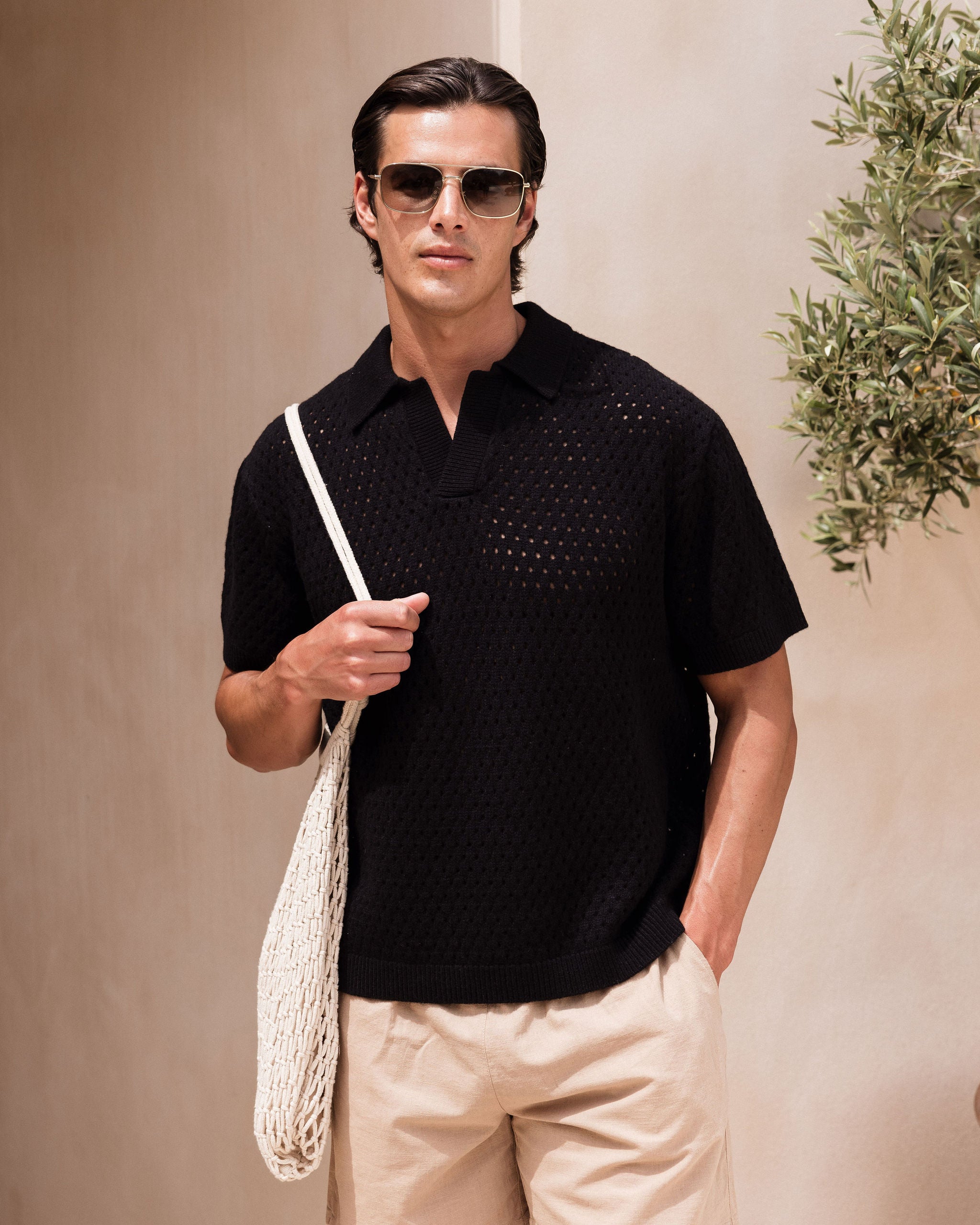 MURA KNIT POLO BLACK
