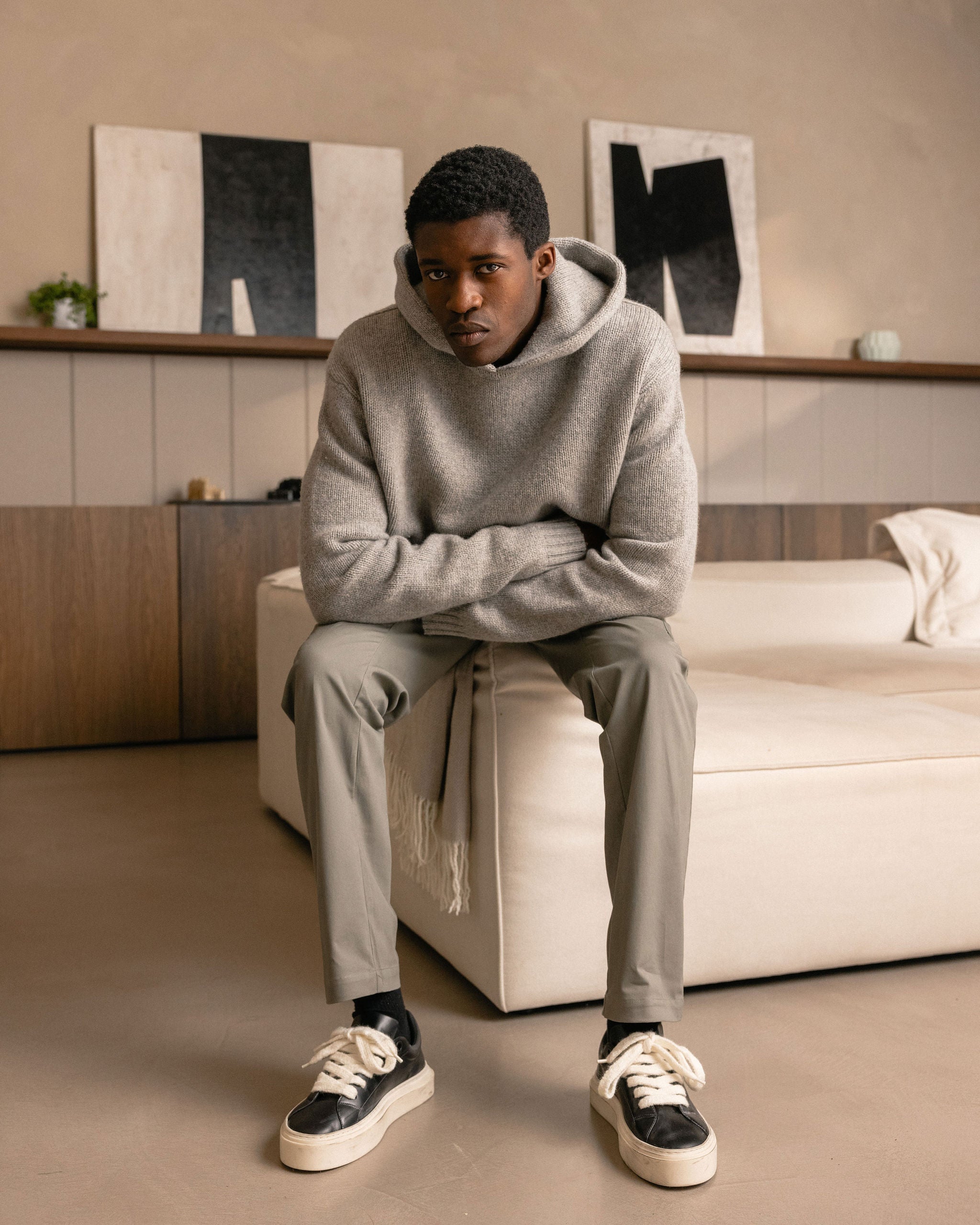 Garçon Knit Hoodie Grey