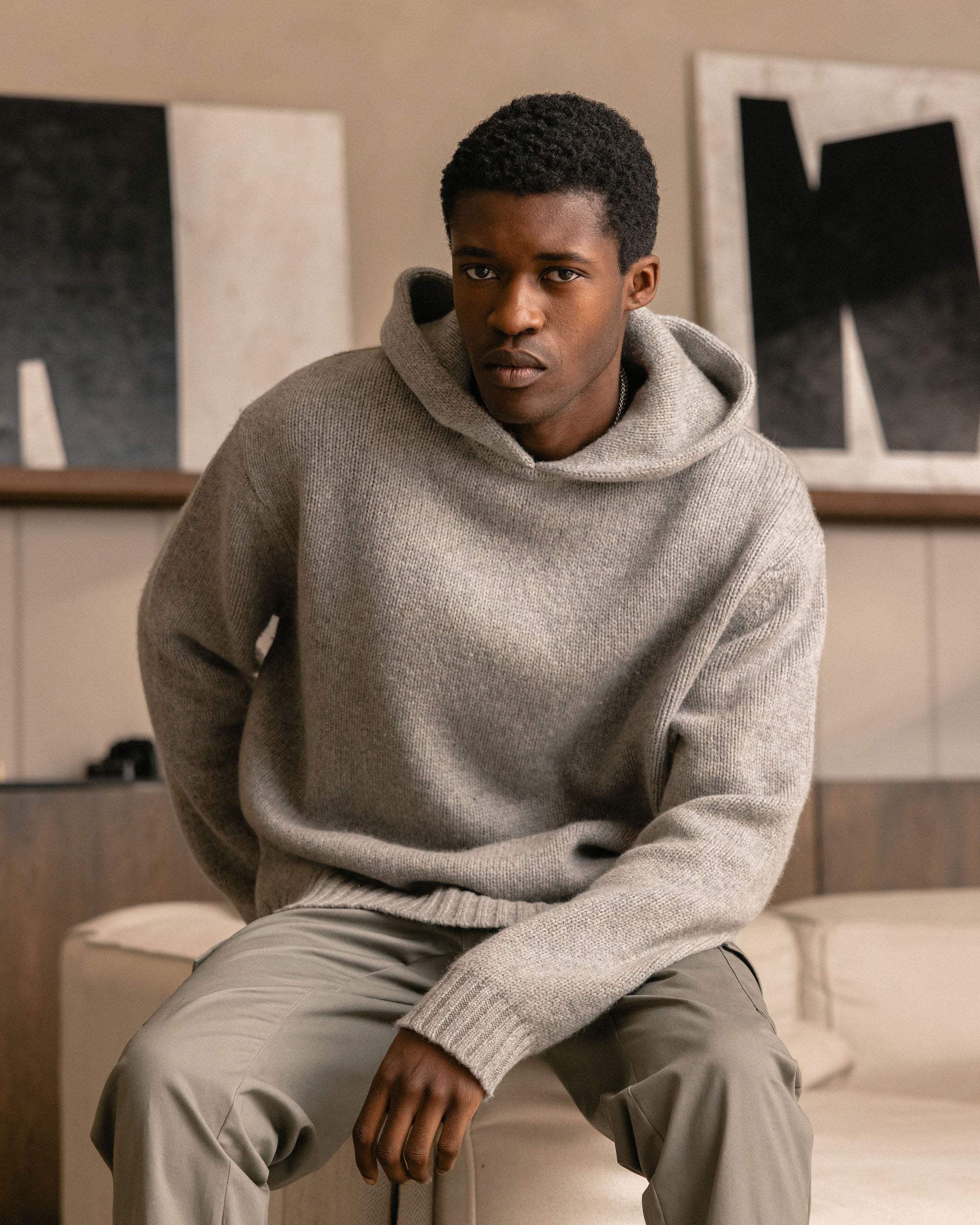 Garçon Knit Hoodie Grey