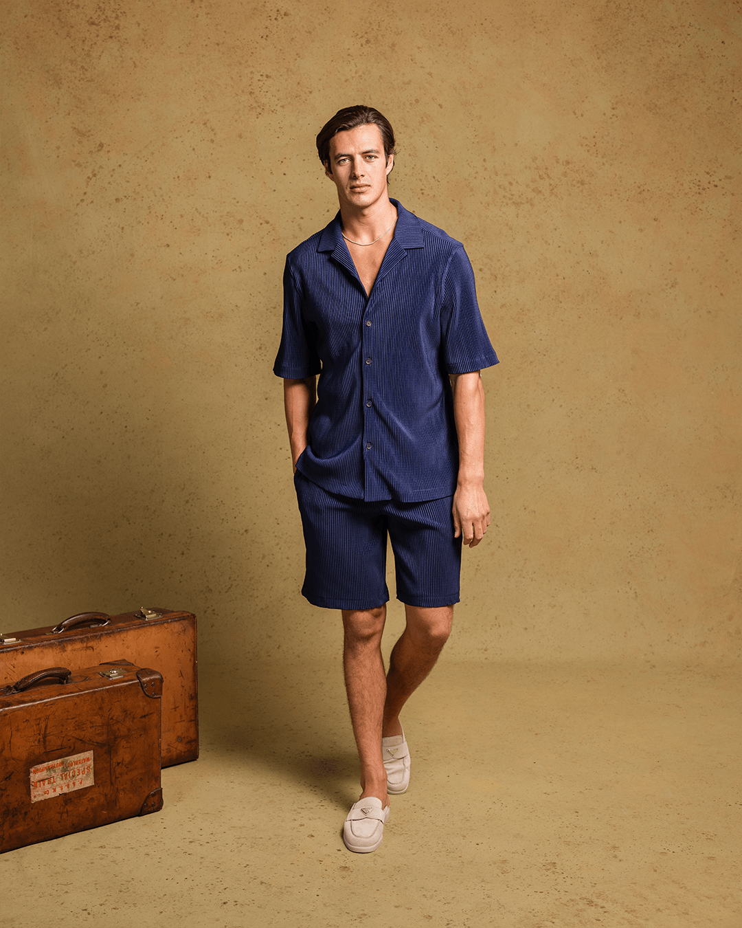 Navy Pleat Shirt