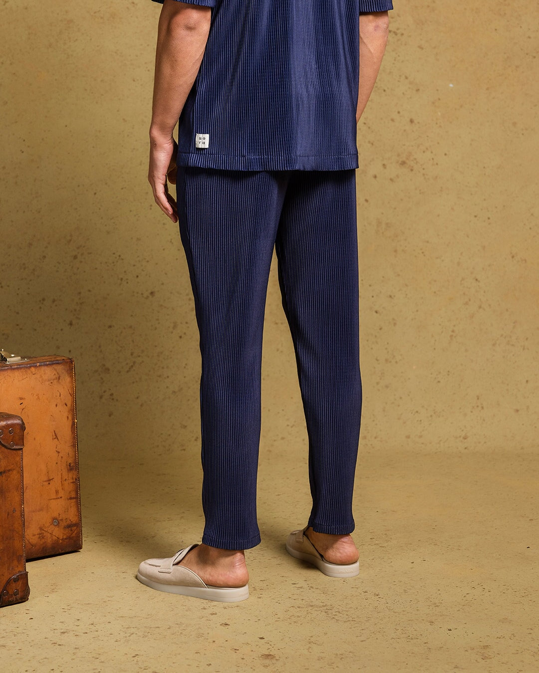 Navy Pleat Trouser