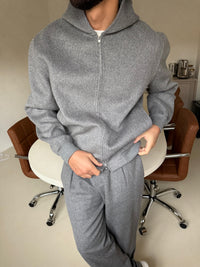 WOOL ZIP HOODIE ASH GREY