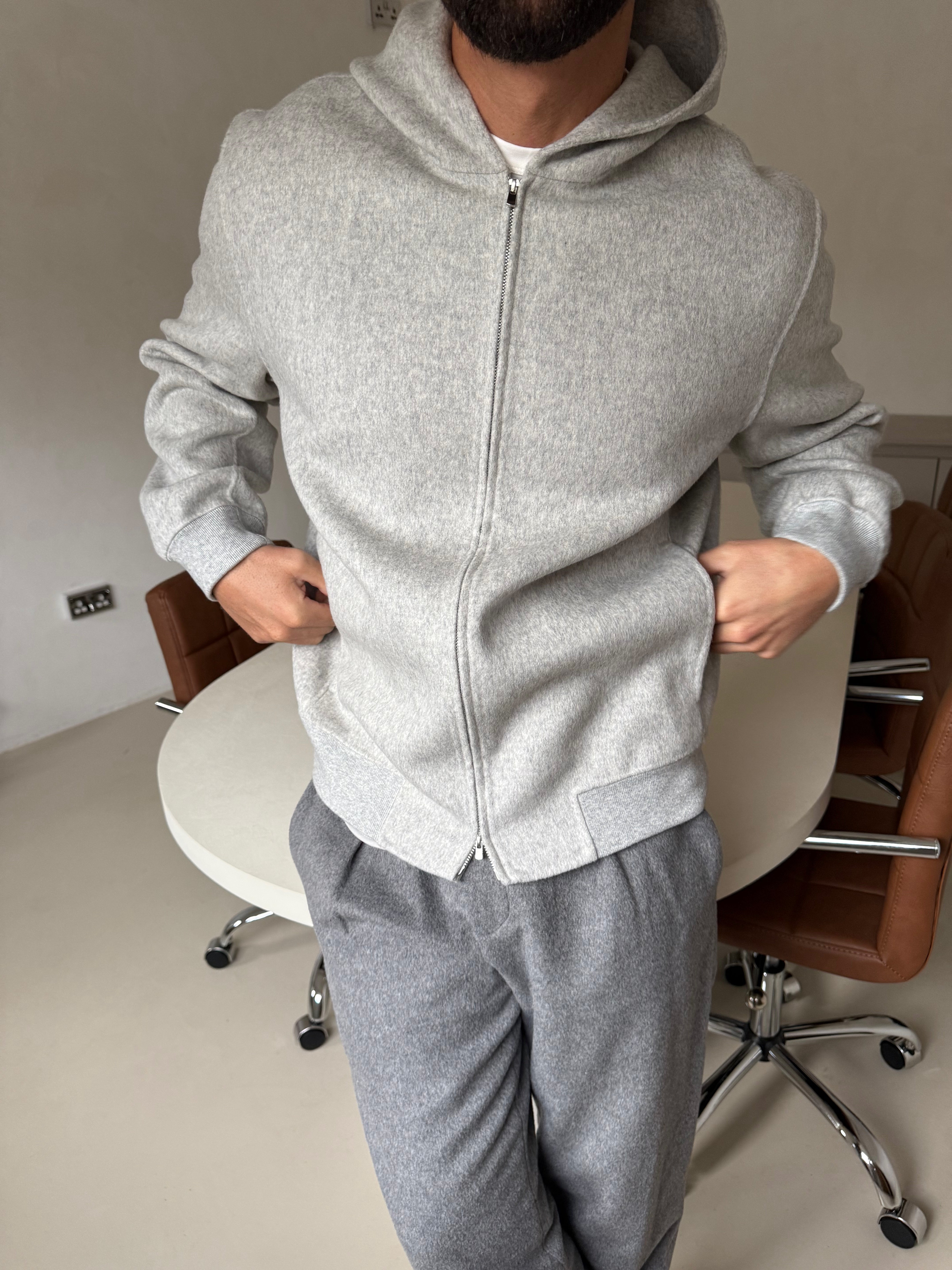 WOOL ZIP HOODIE CLASSIC GREY