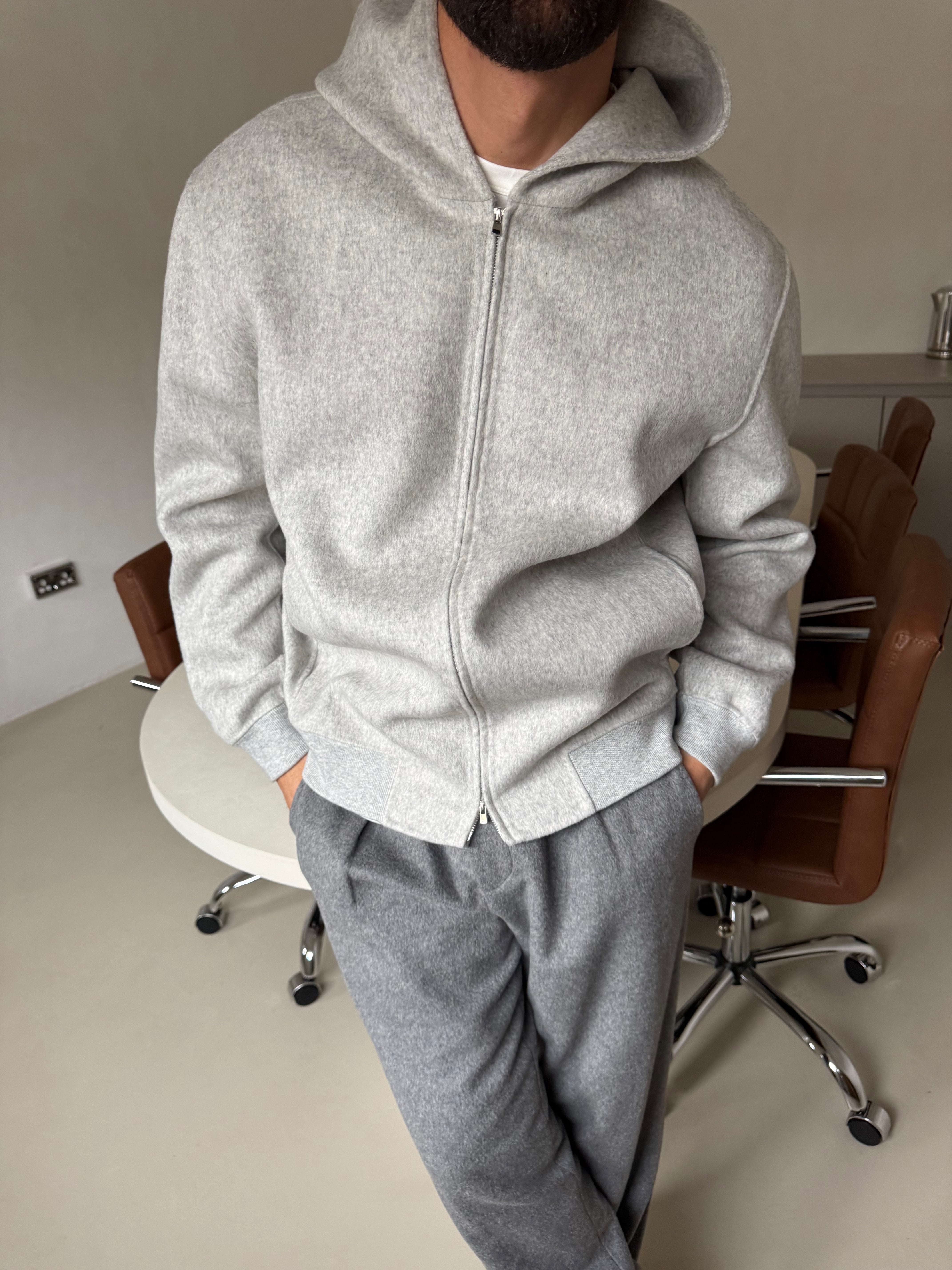 WOOL ZIP HOODIE CLASSIC GREY