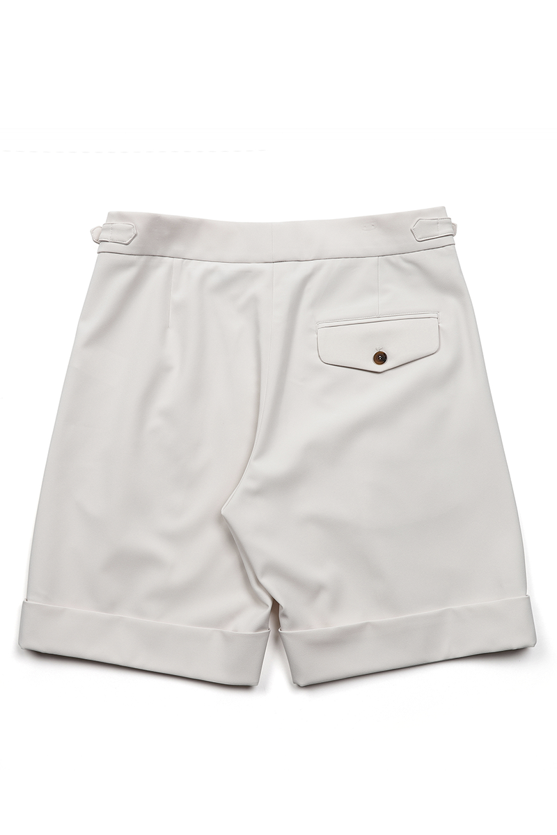 Beige Oxford Pleated Shorts