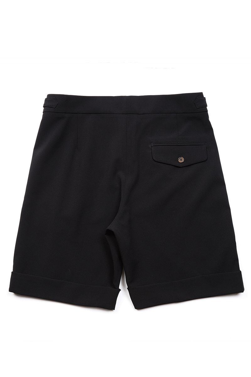 Black Oxford Pleated Shorts