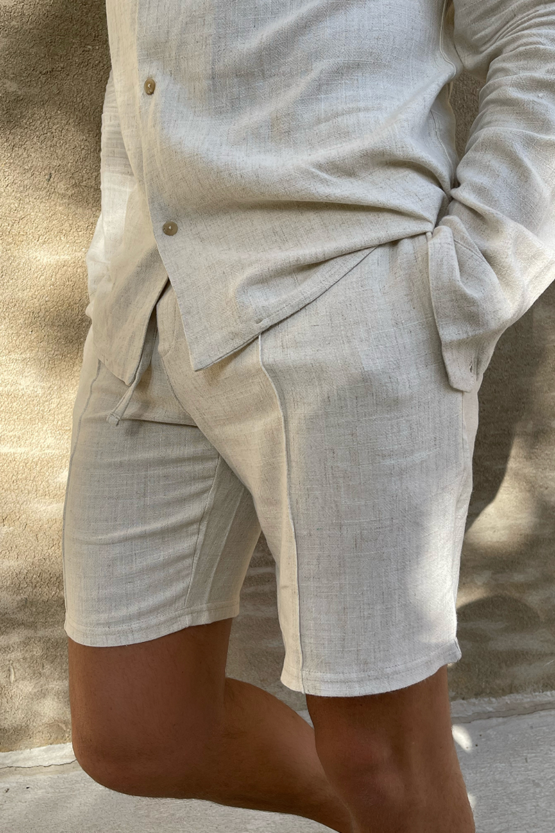 Oatmeal Linen Shorts