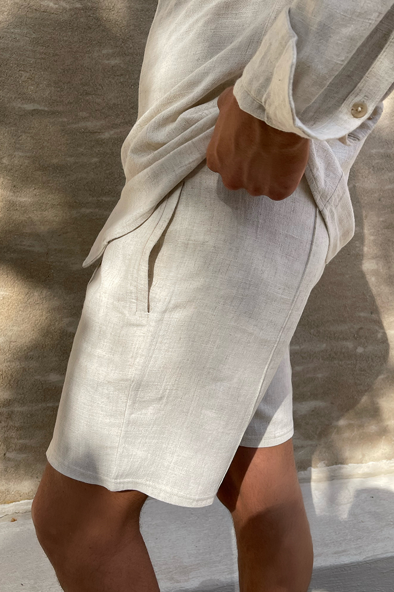 Oatmeal Linen Shorts