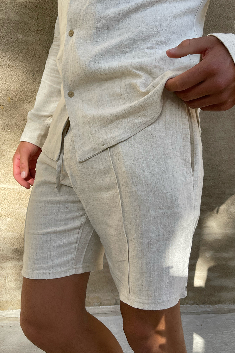 Oatmeal Linen Shorts