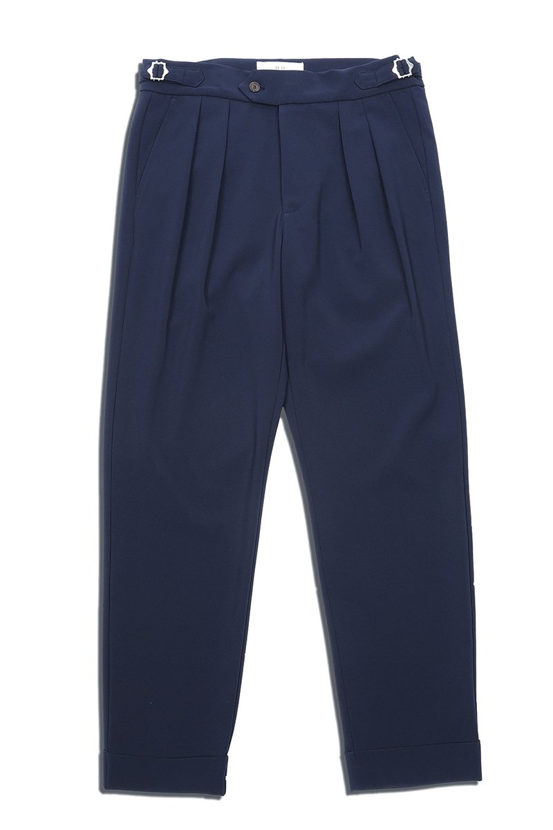 Navy Oxford Pleated Trouser