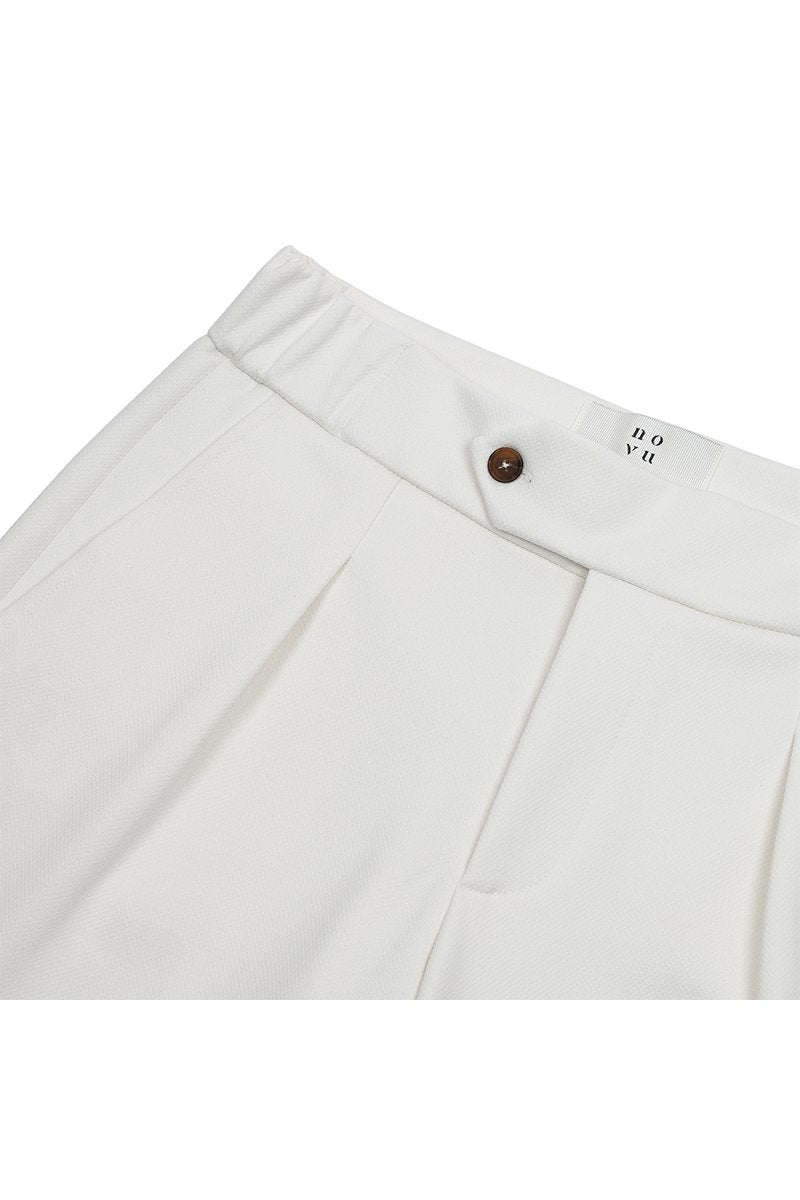 Cream Carter Pleated Shorts
