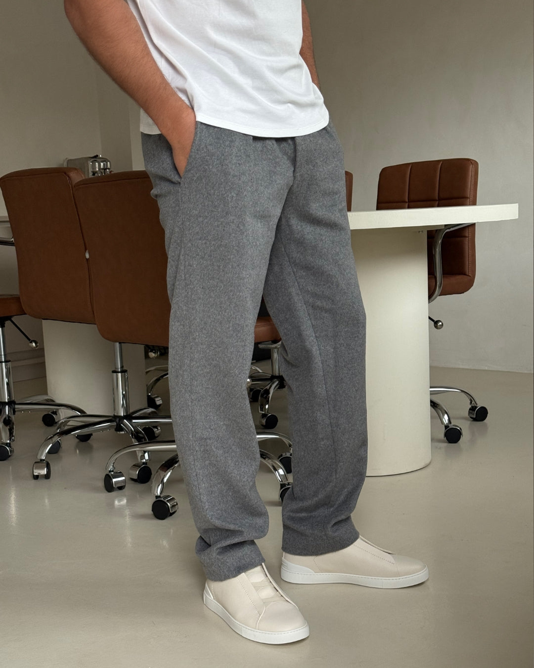 WOOL TROUSER ASH GREY