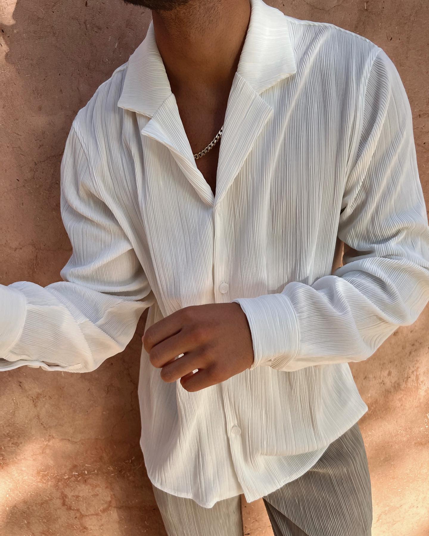 DEIA PLEAT SHIRT WHITE LS