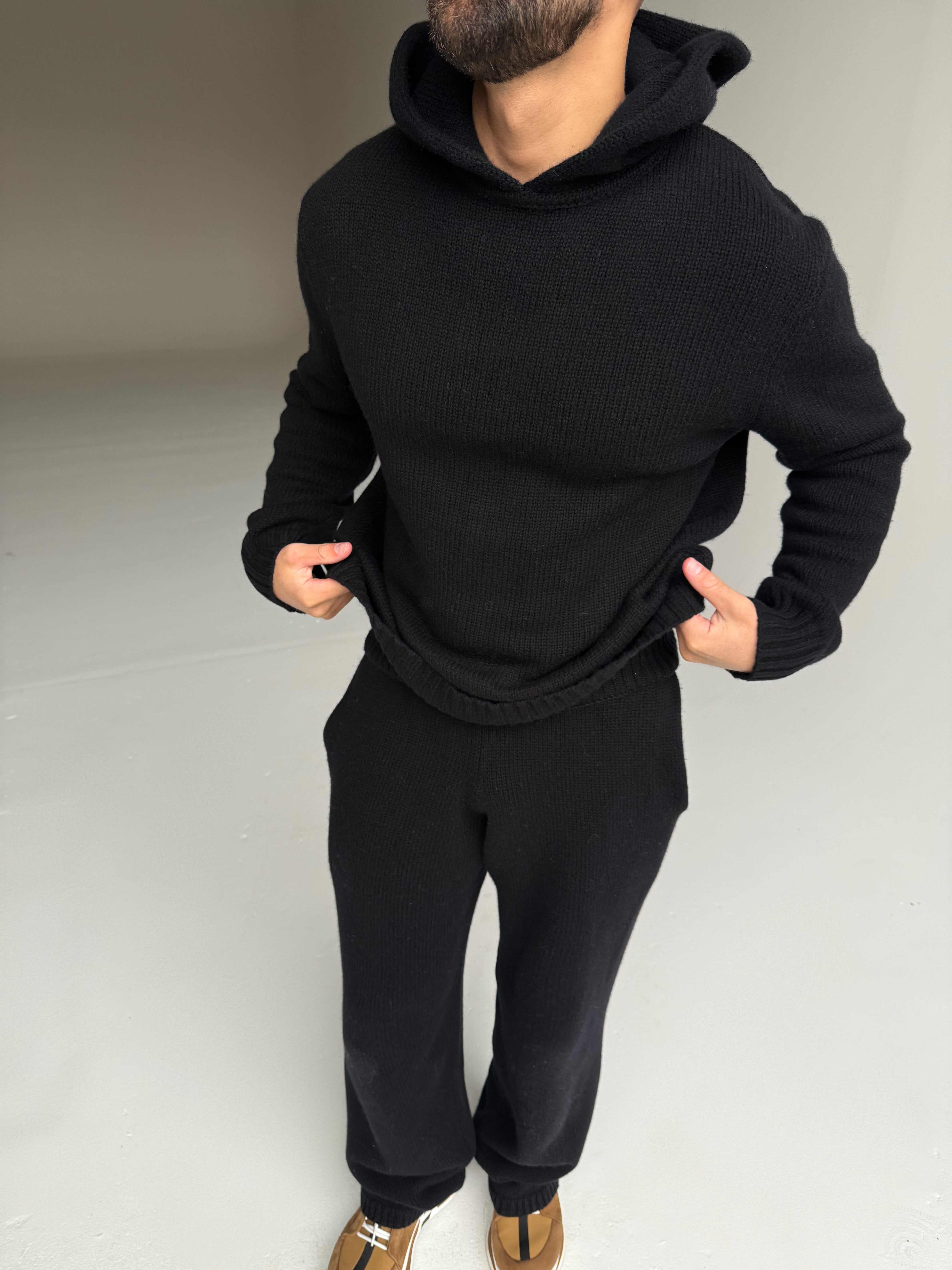 Garçon Knit Hoodie Black