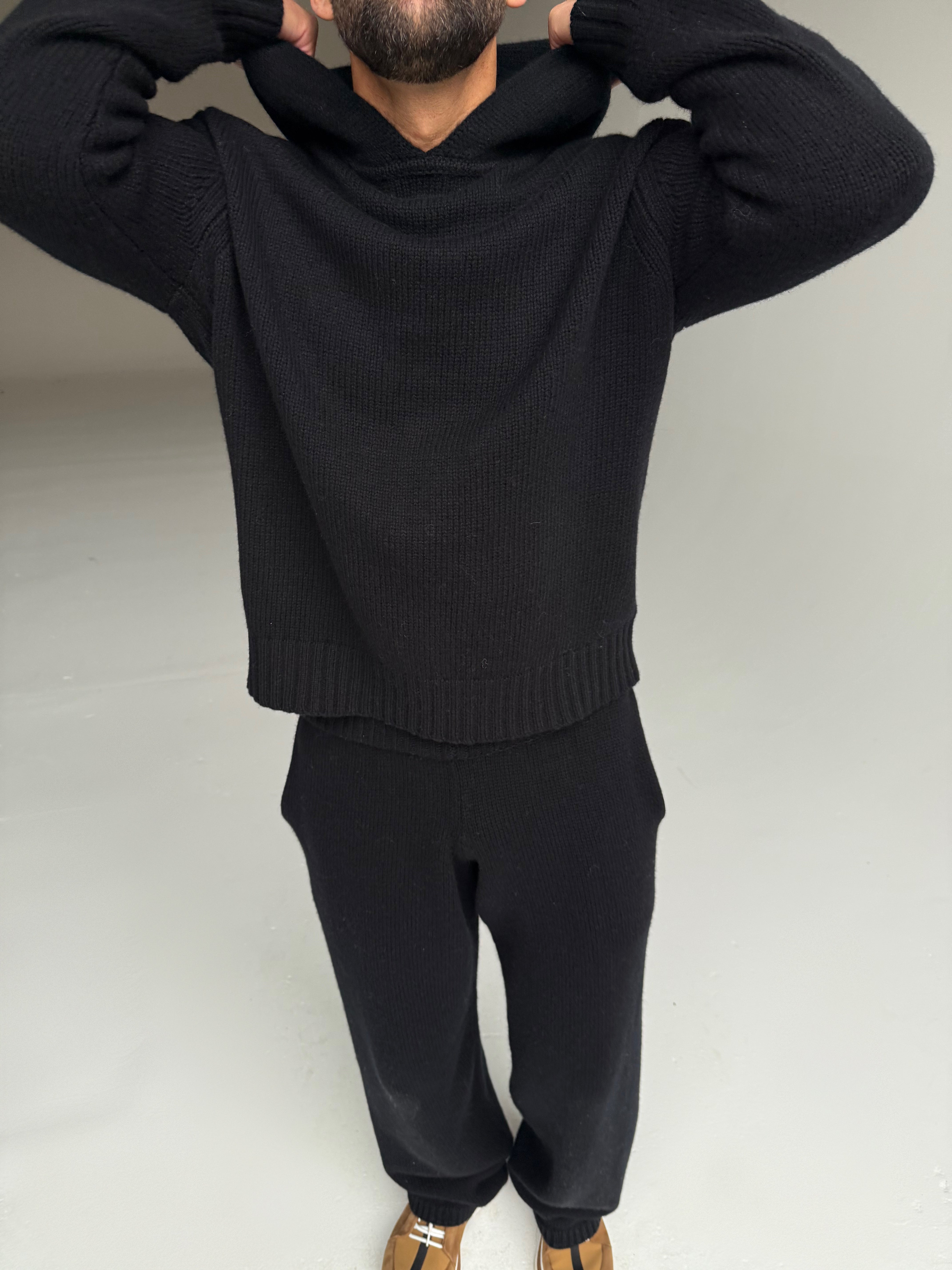 Garçon Knit Hoodie Black