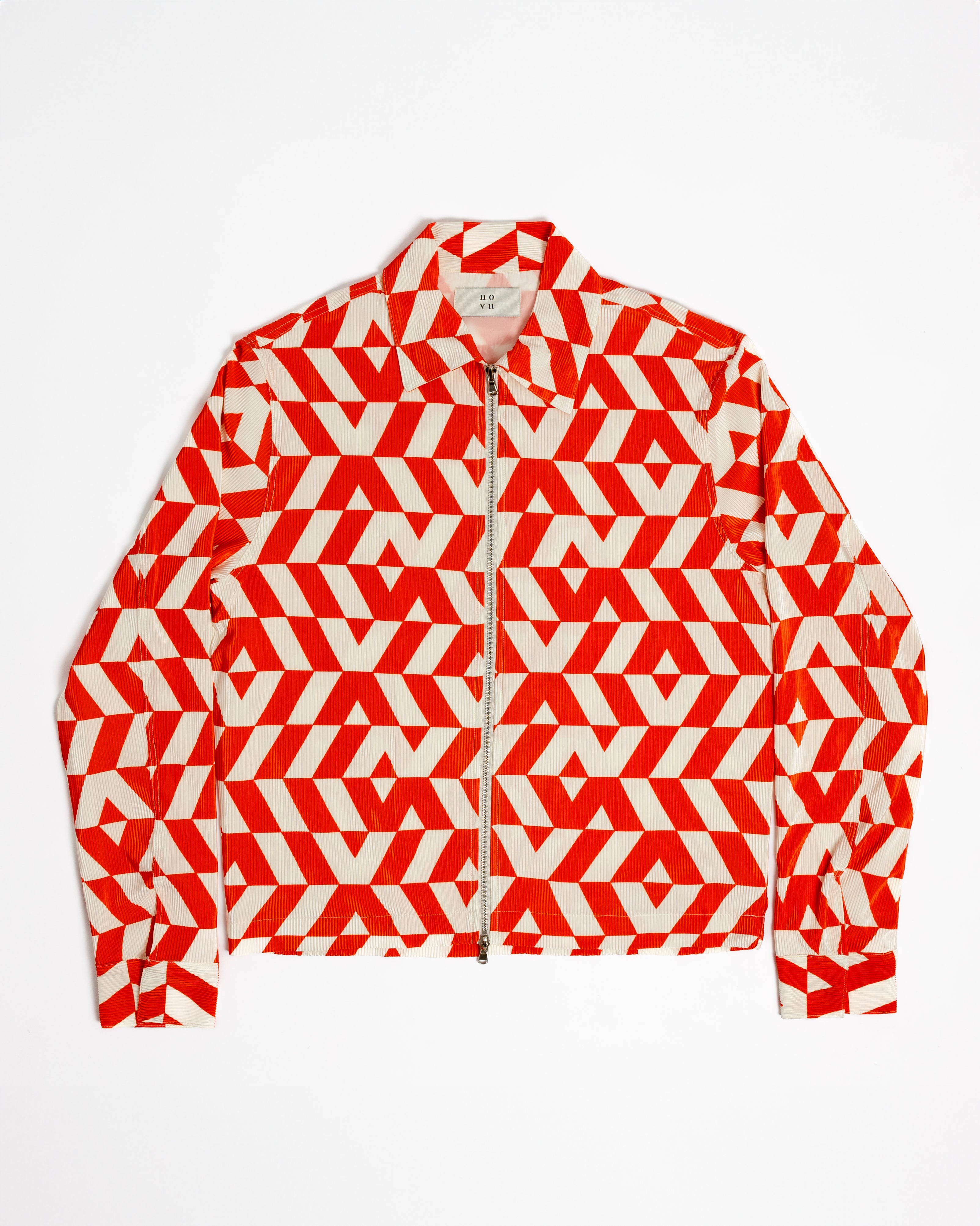 Santos Zip Pleat Jacket Red / Ecru