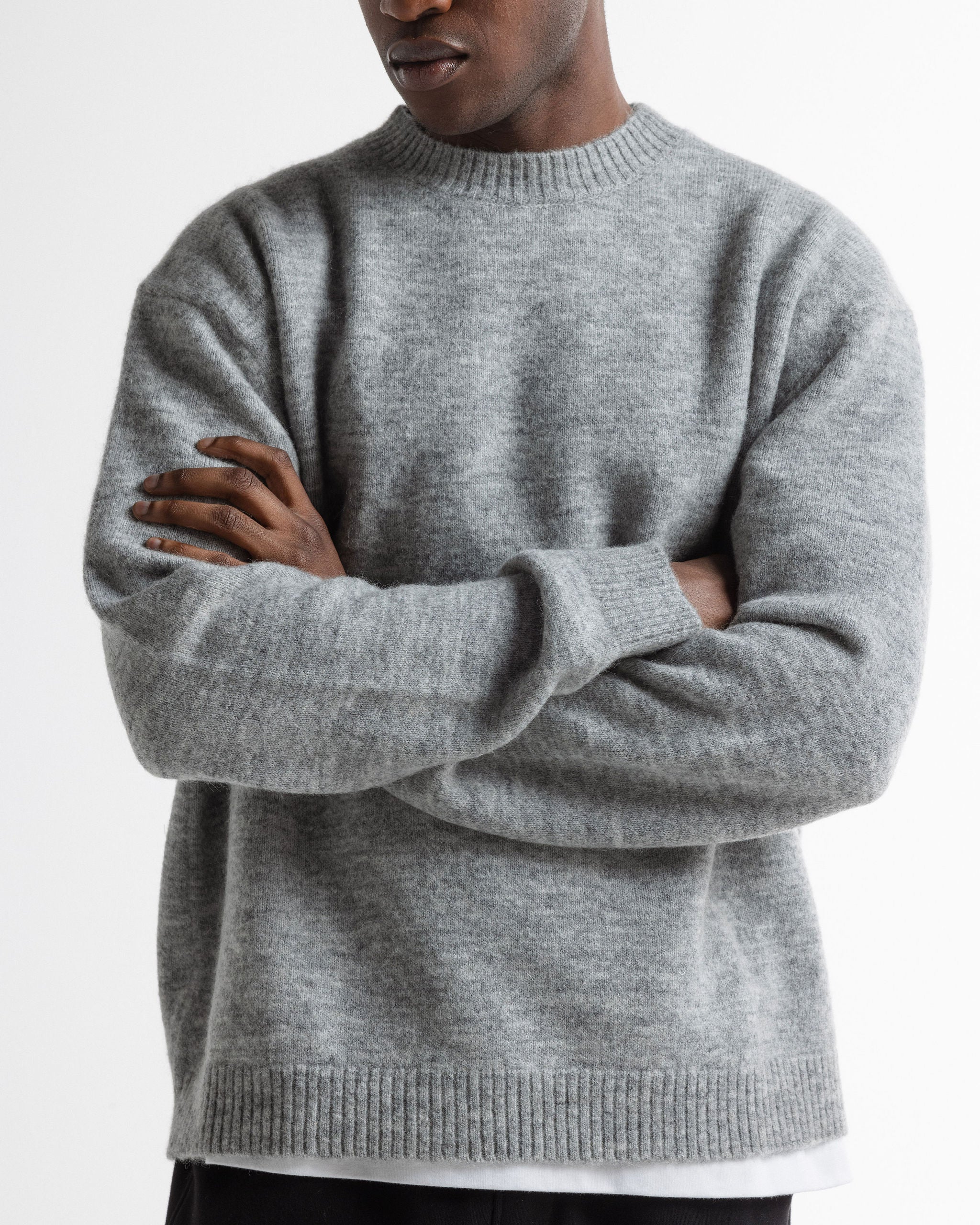 Alpaca Knit Sweater Grey Marl