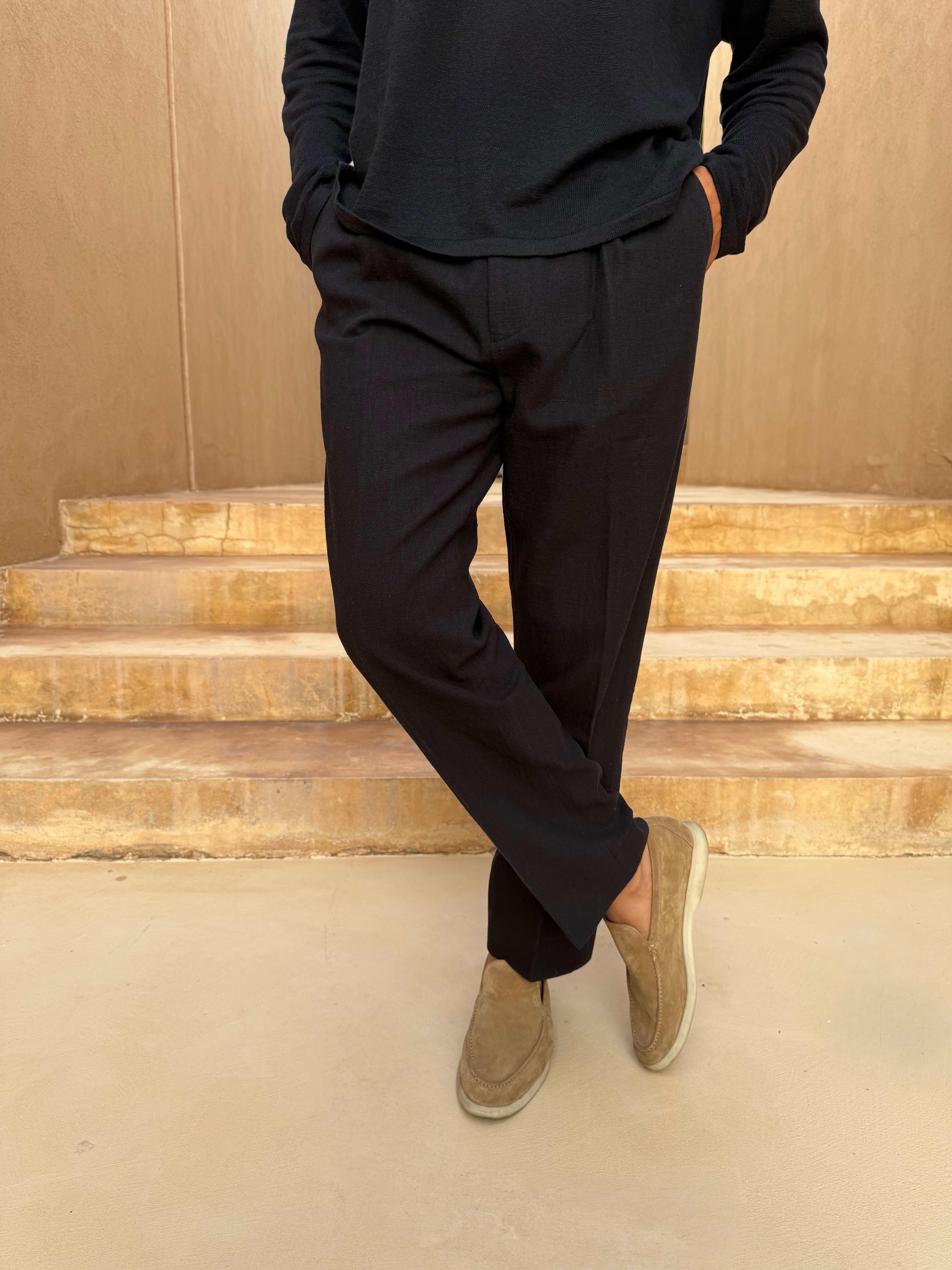 CÔTE LINEN TROUSER BLACK