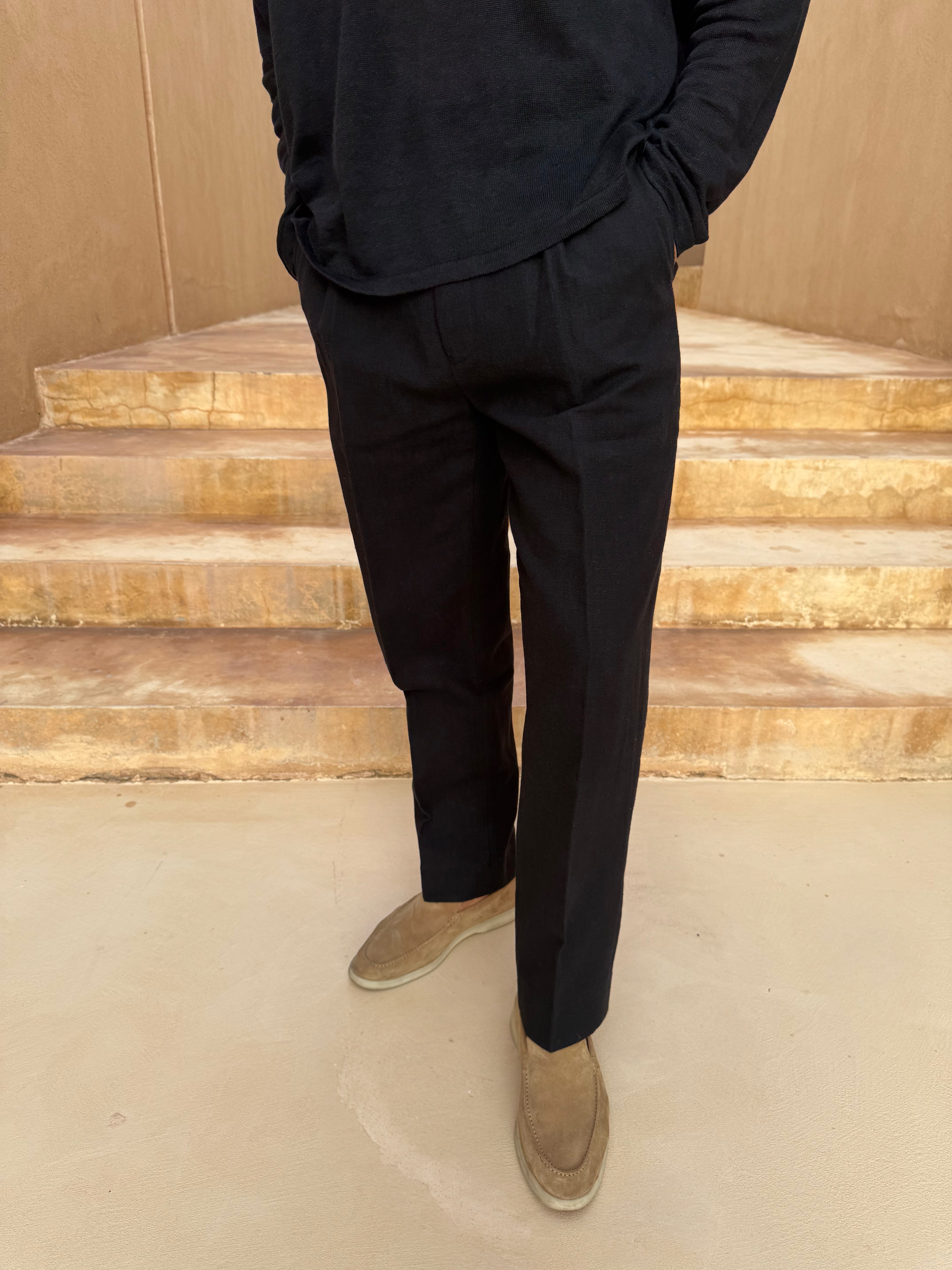 CÔTE LINEN TROUSER BLACK
