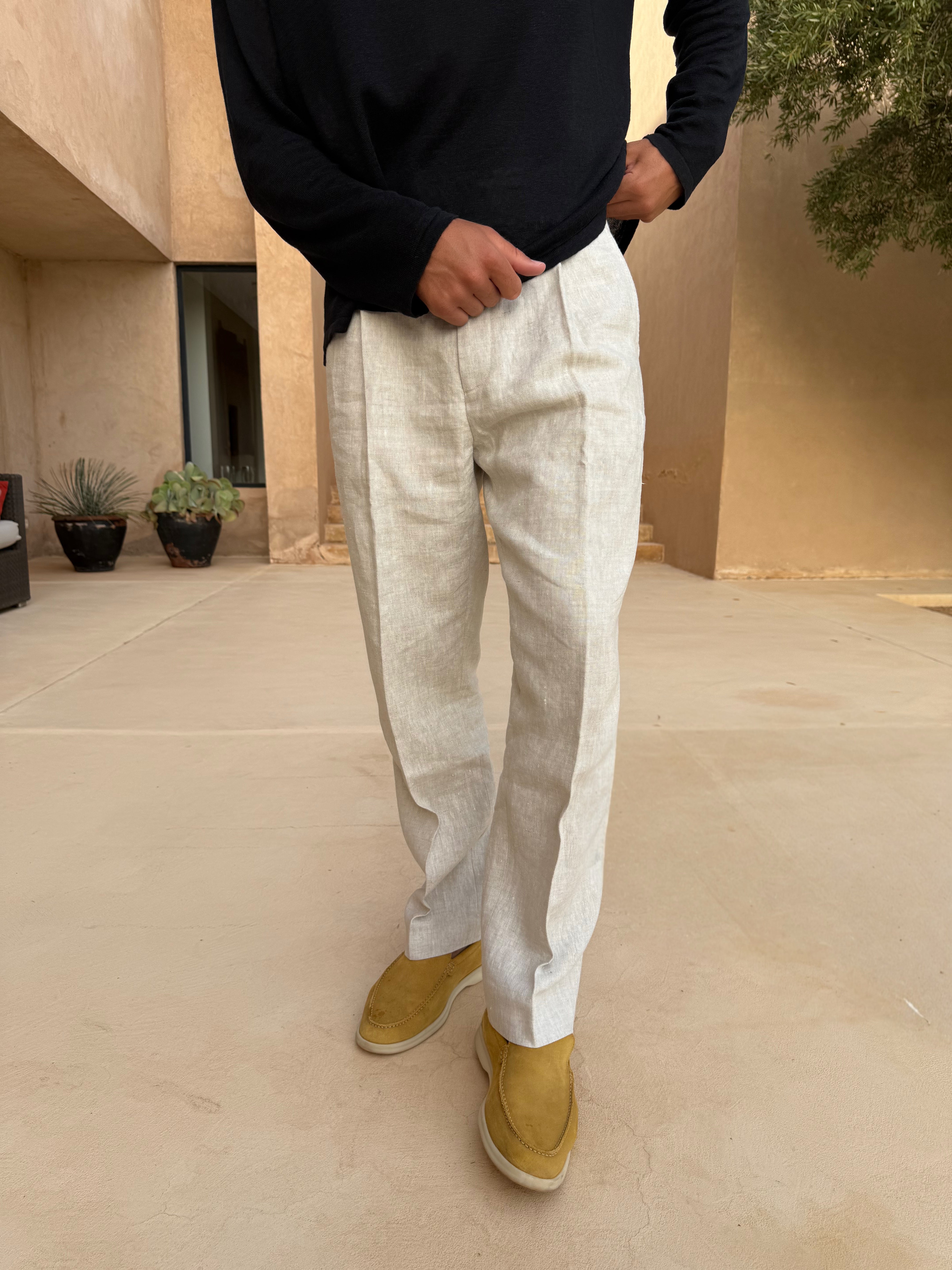 CÔTE LINEN TROUSER OATMEAL
