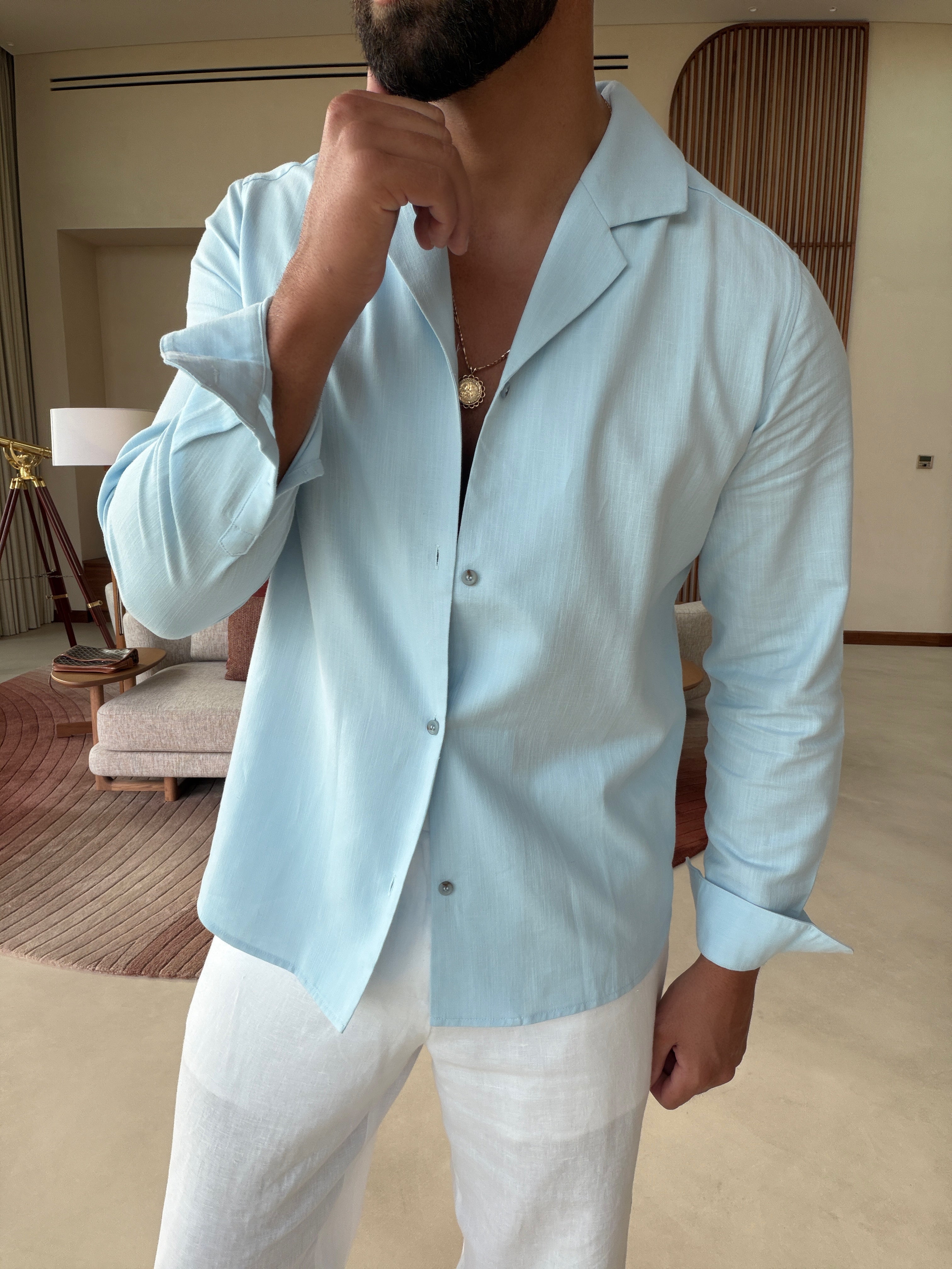 RIVÉ LINEN CLASSIC SHIRT SOFT BLUE