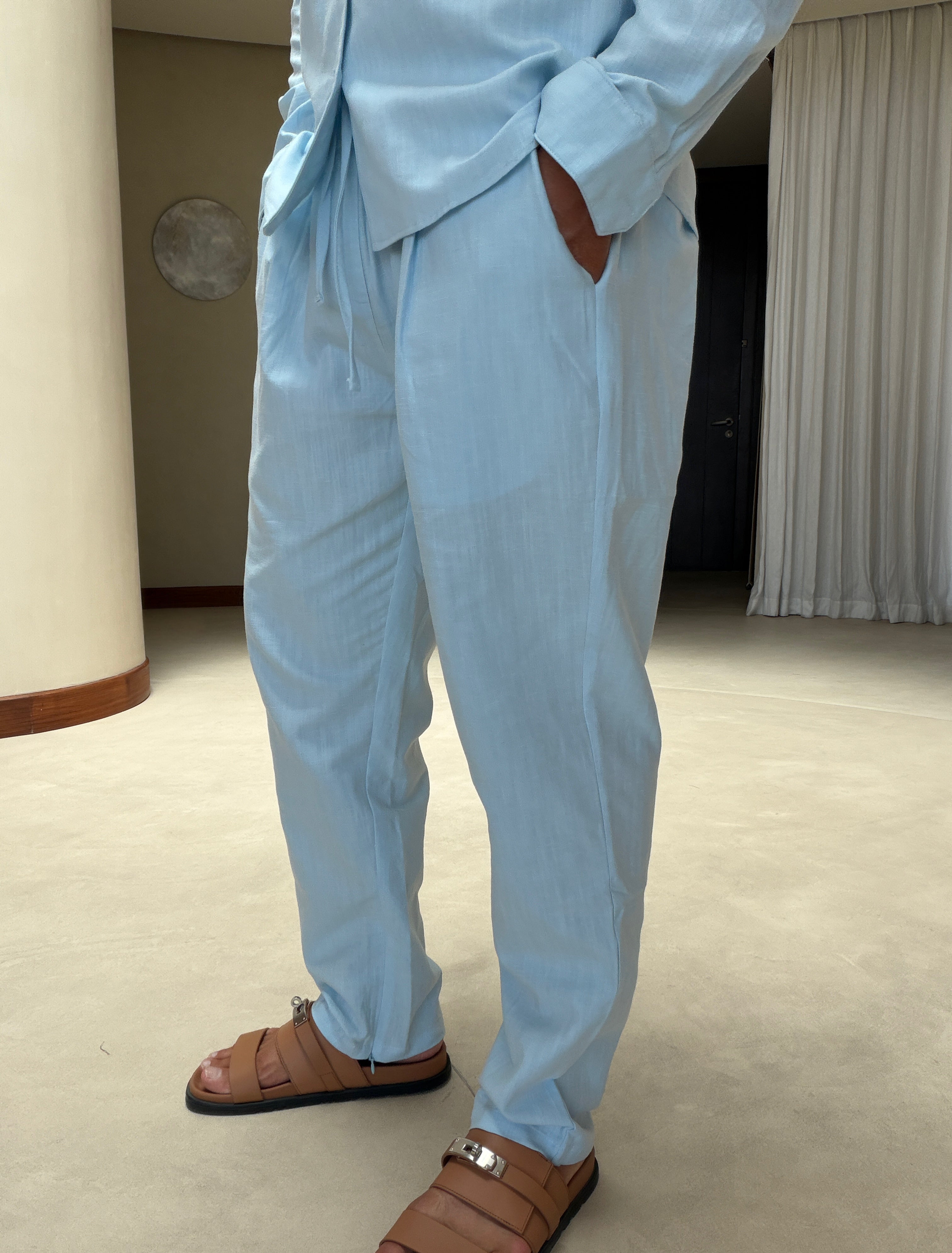 RIVÉ LINEN CLASSIC TROUSER SOFT BLUE