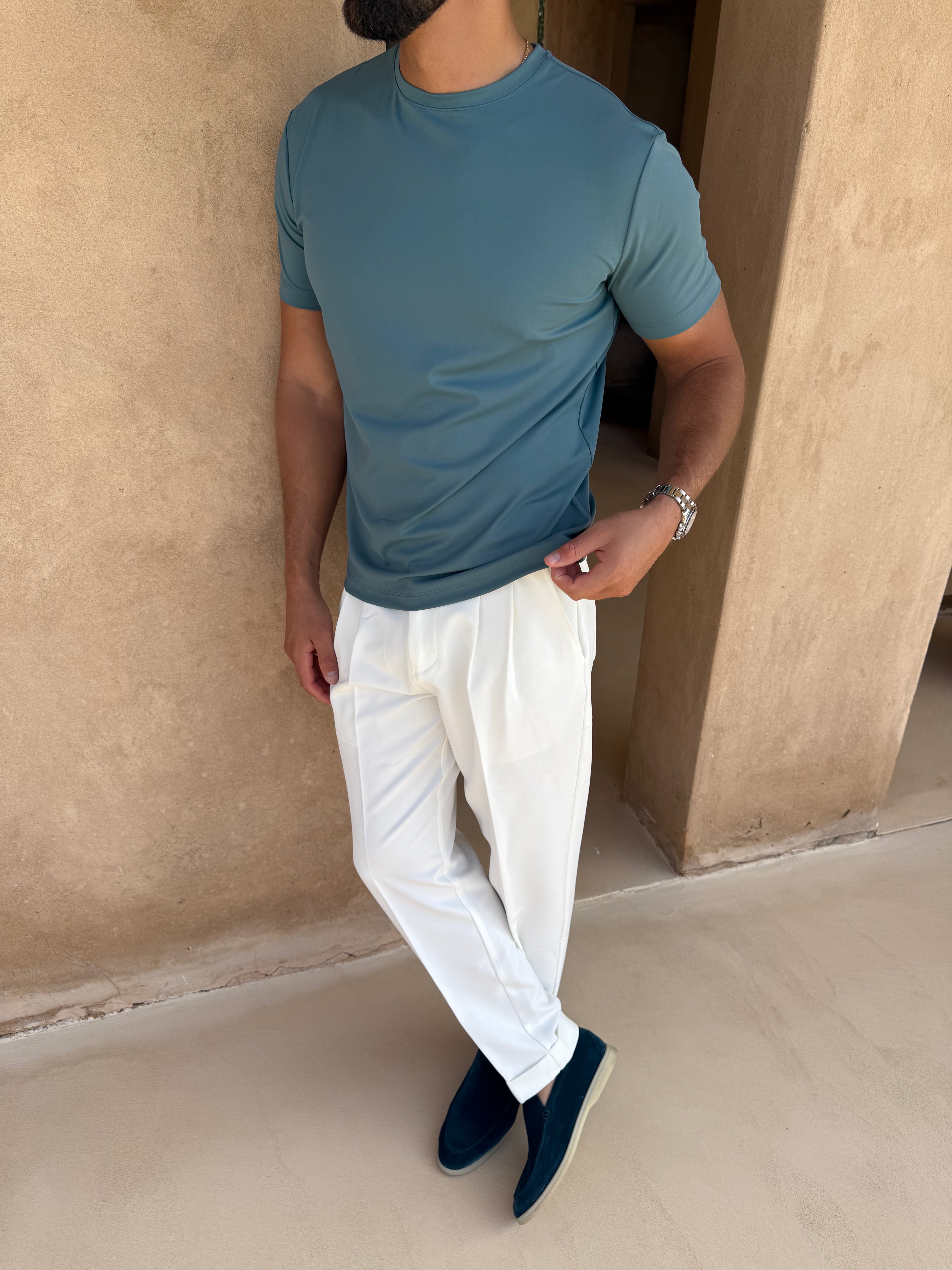 LUXE T-SHIRT PETROL BLUE