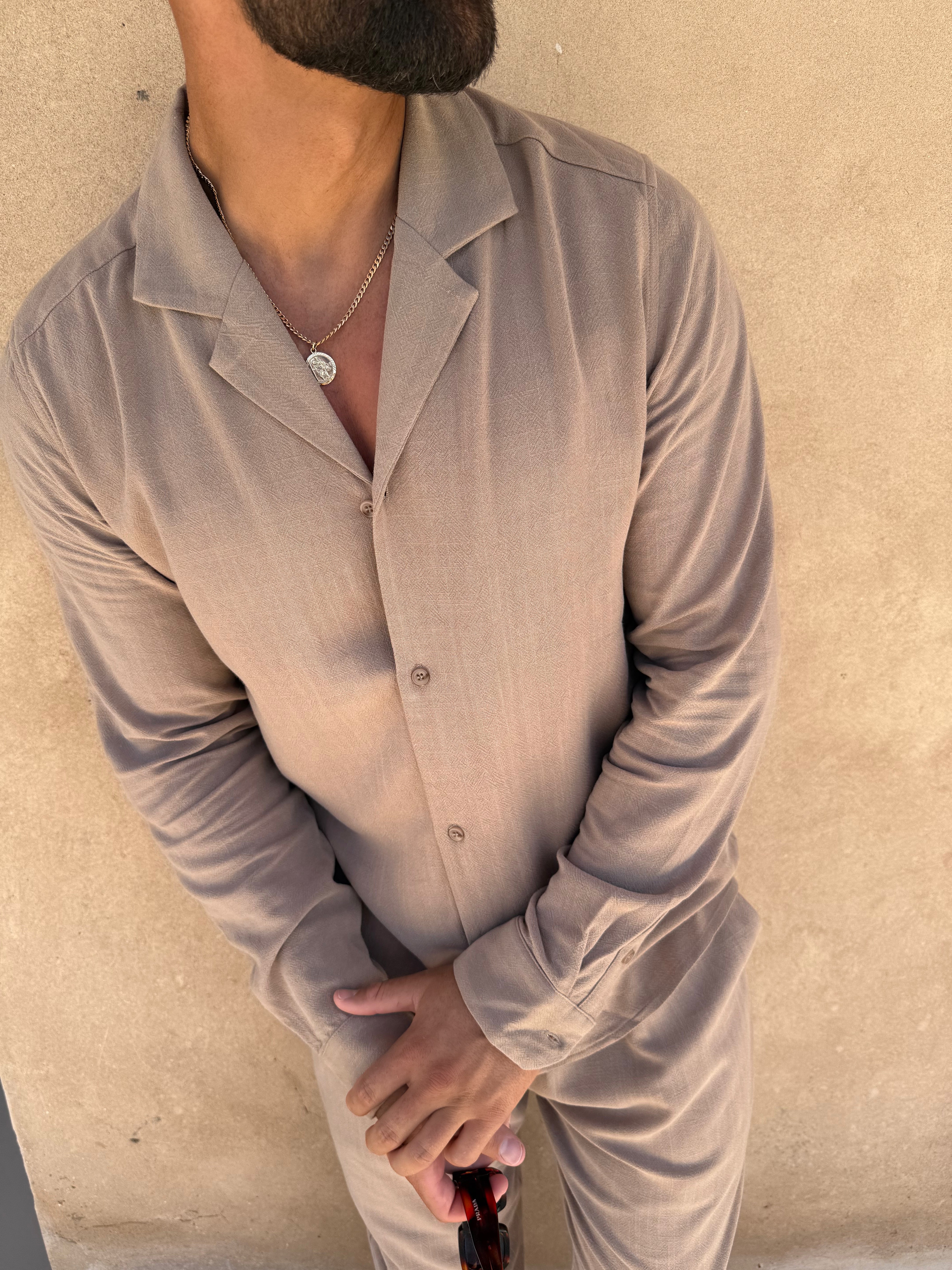 LINEN SHIRT TAUPE