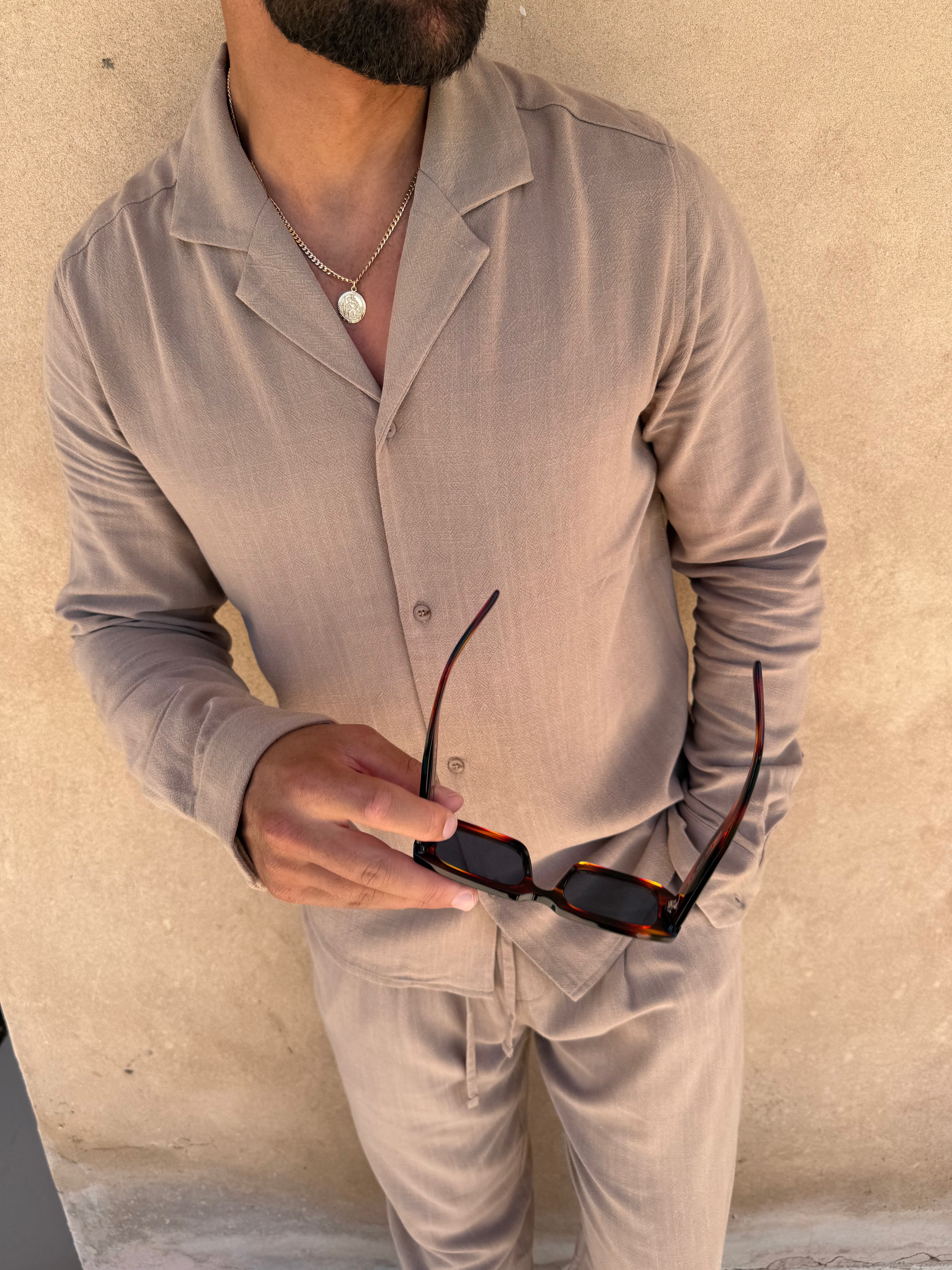 LINEN SHIRT TAUPE