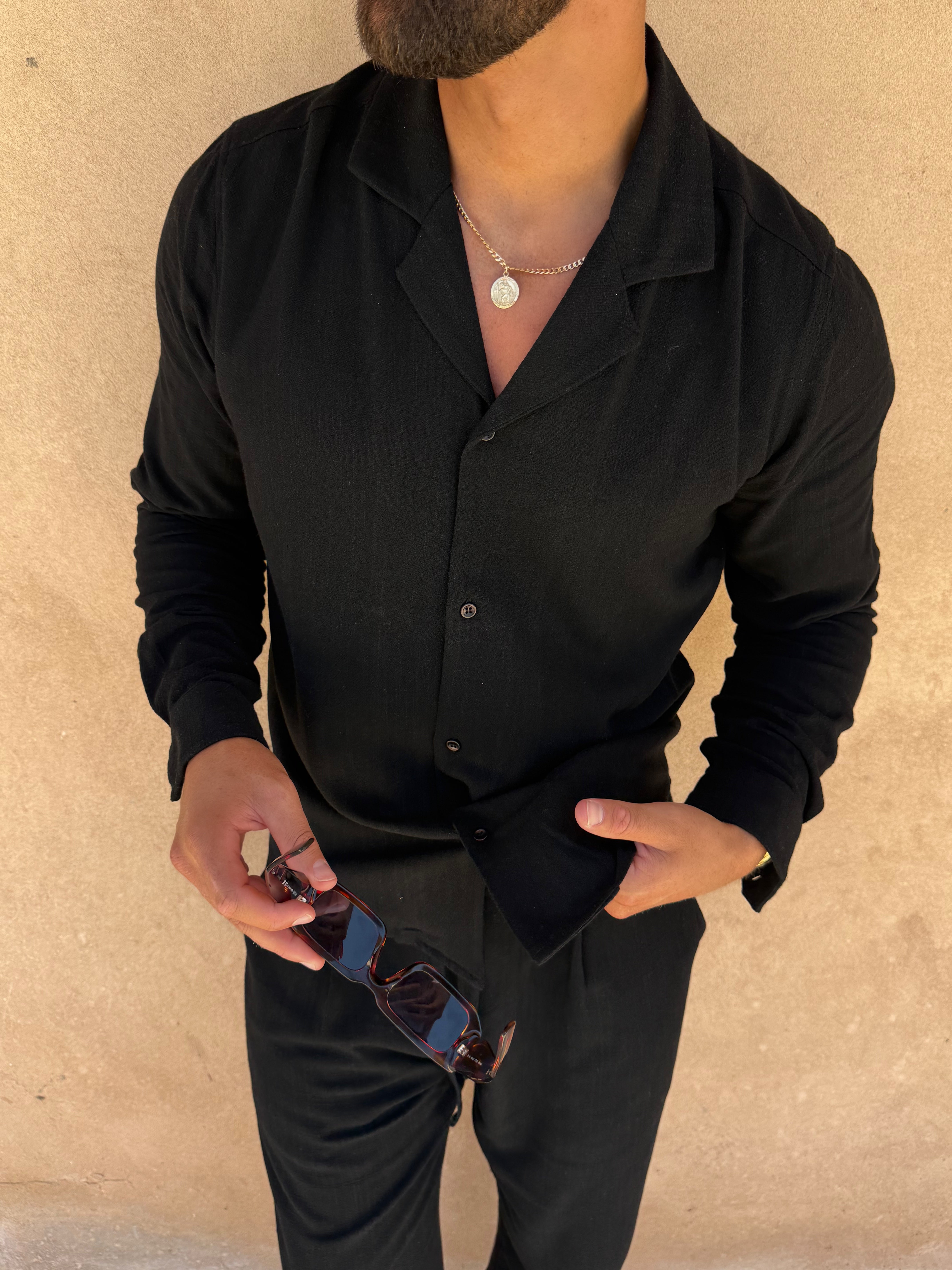 LINEN SHIRT BLACK