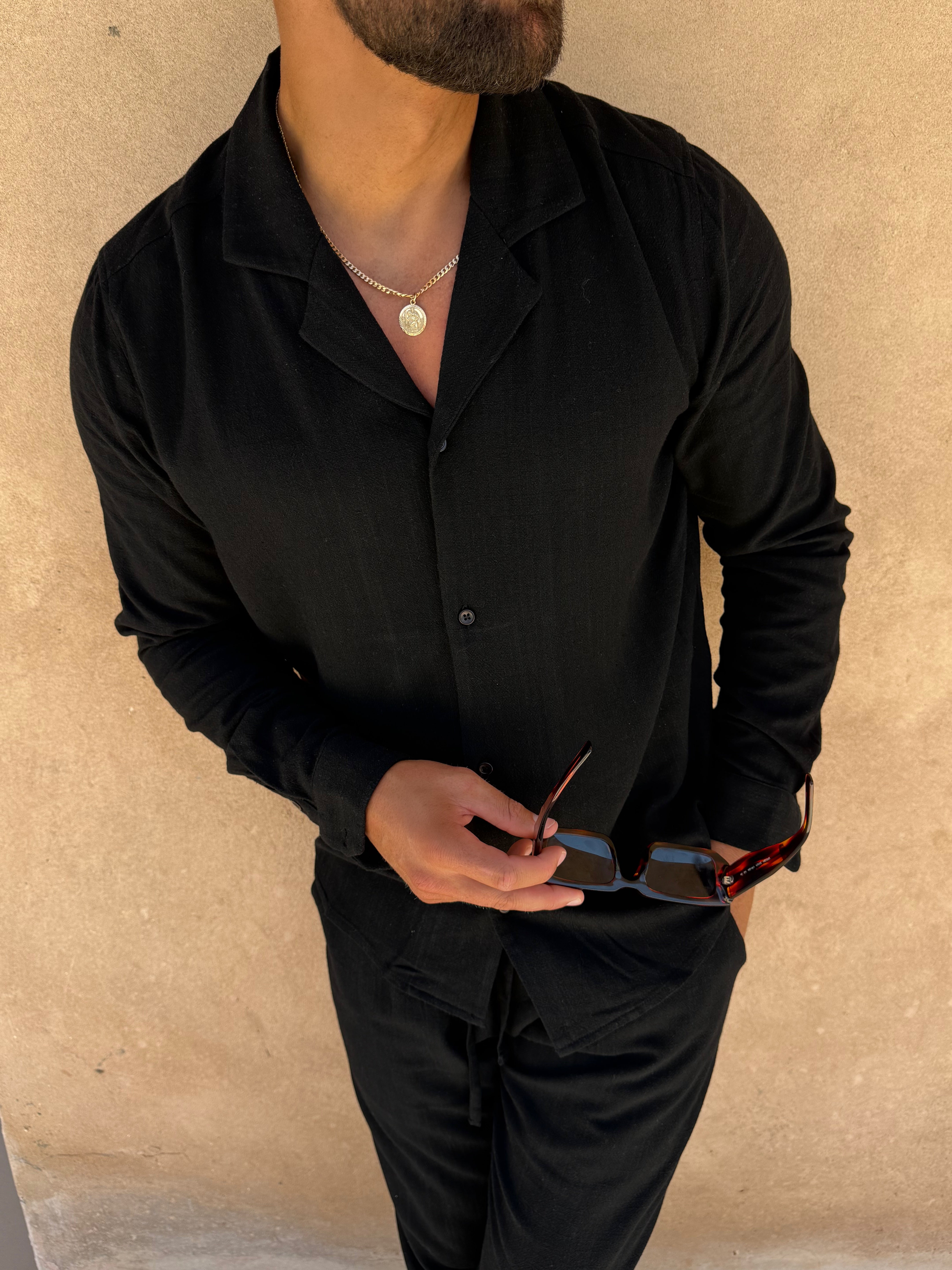 LINEN SHIRT BLACK
