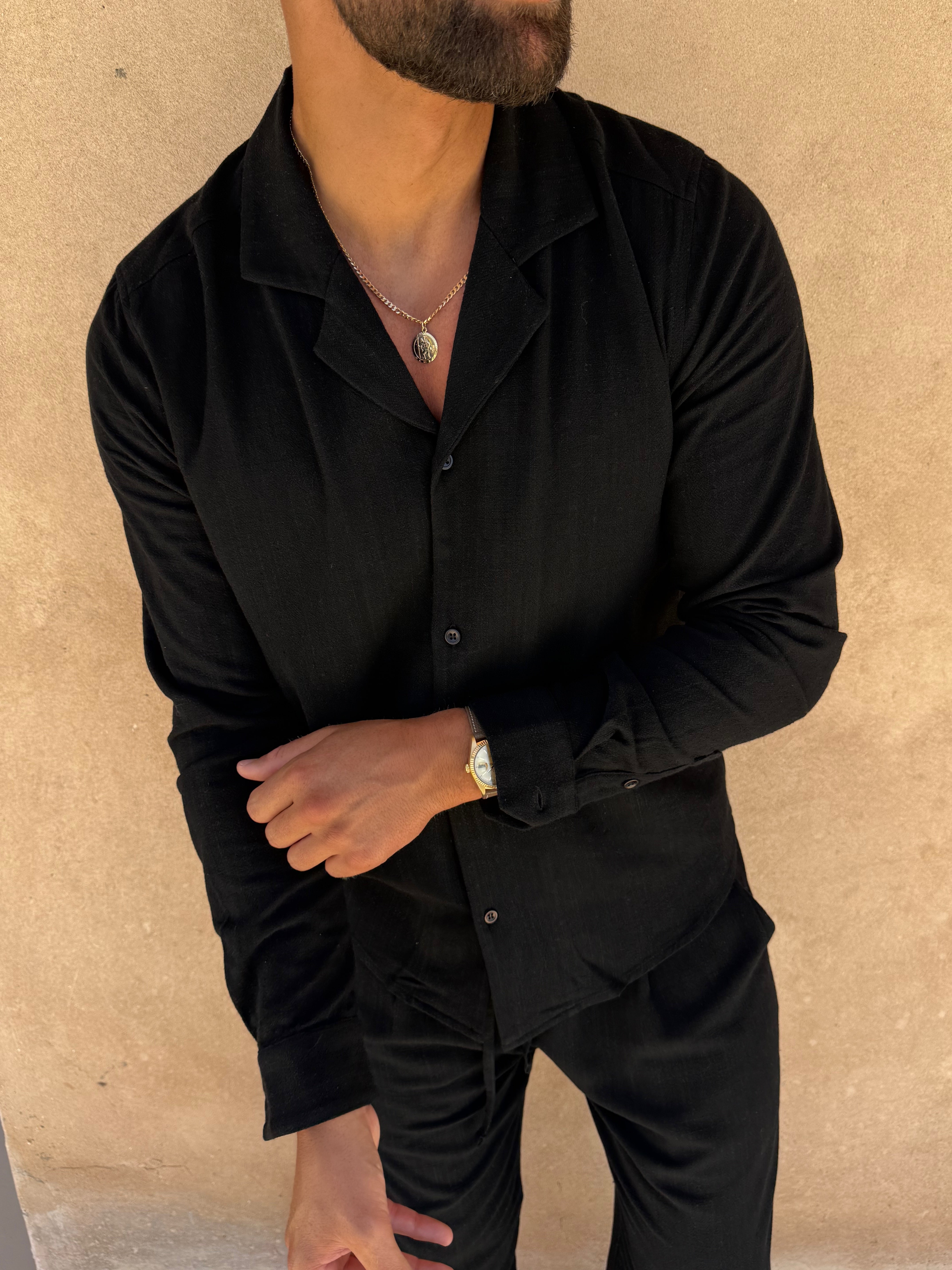LINEN SHIRT BLACK
