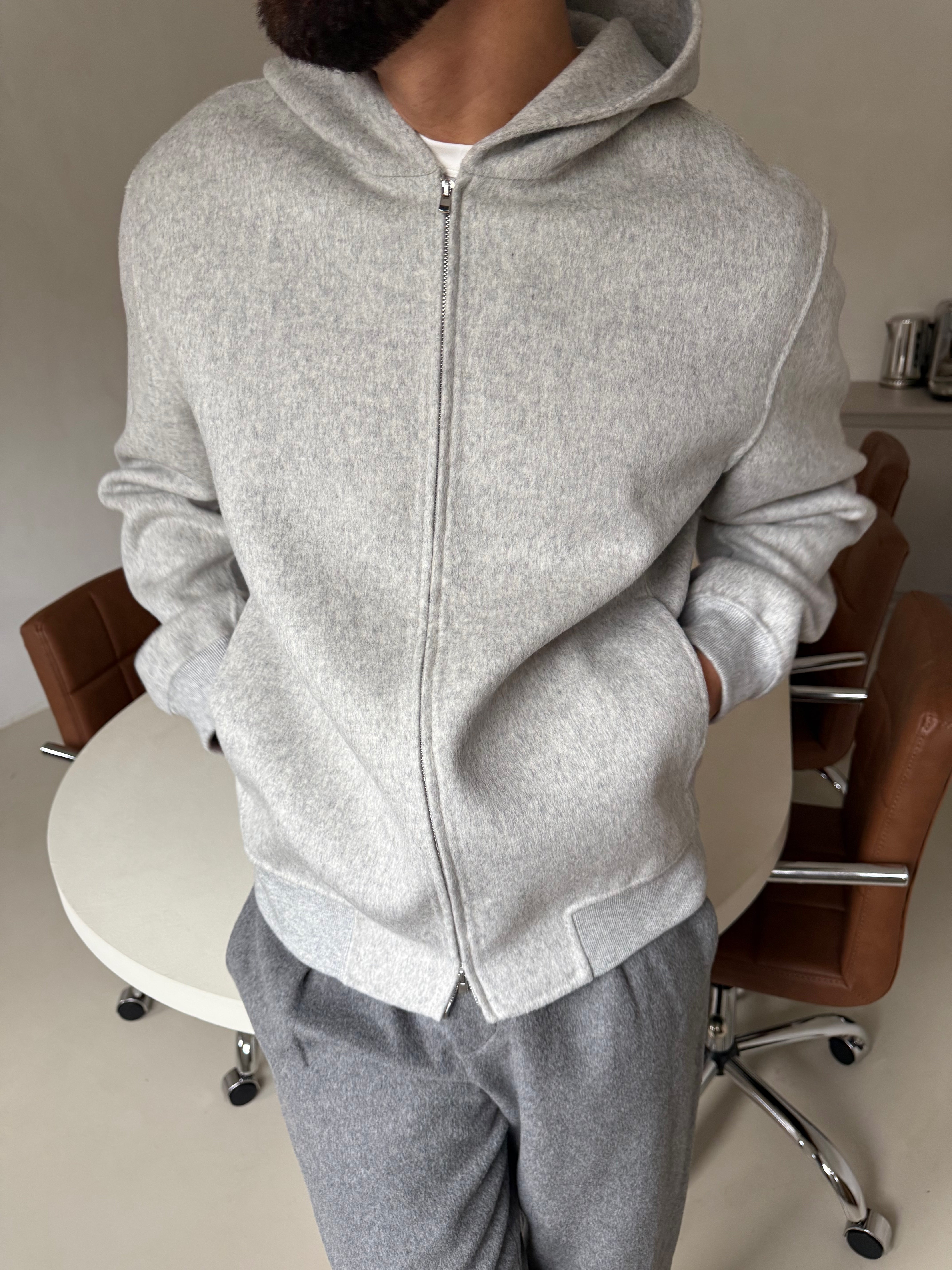WOOL ZIP HOODIE CLASSIC GREY