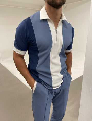 CRUZ ZIP POLO BLUE