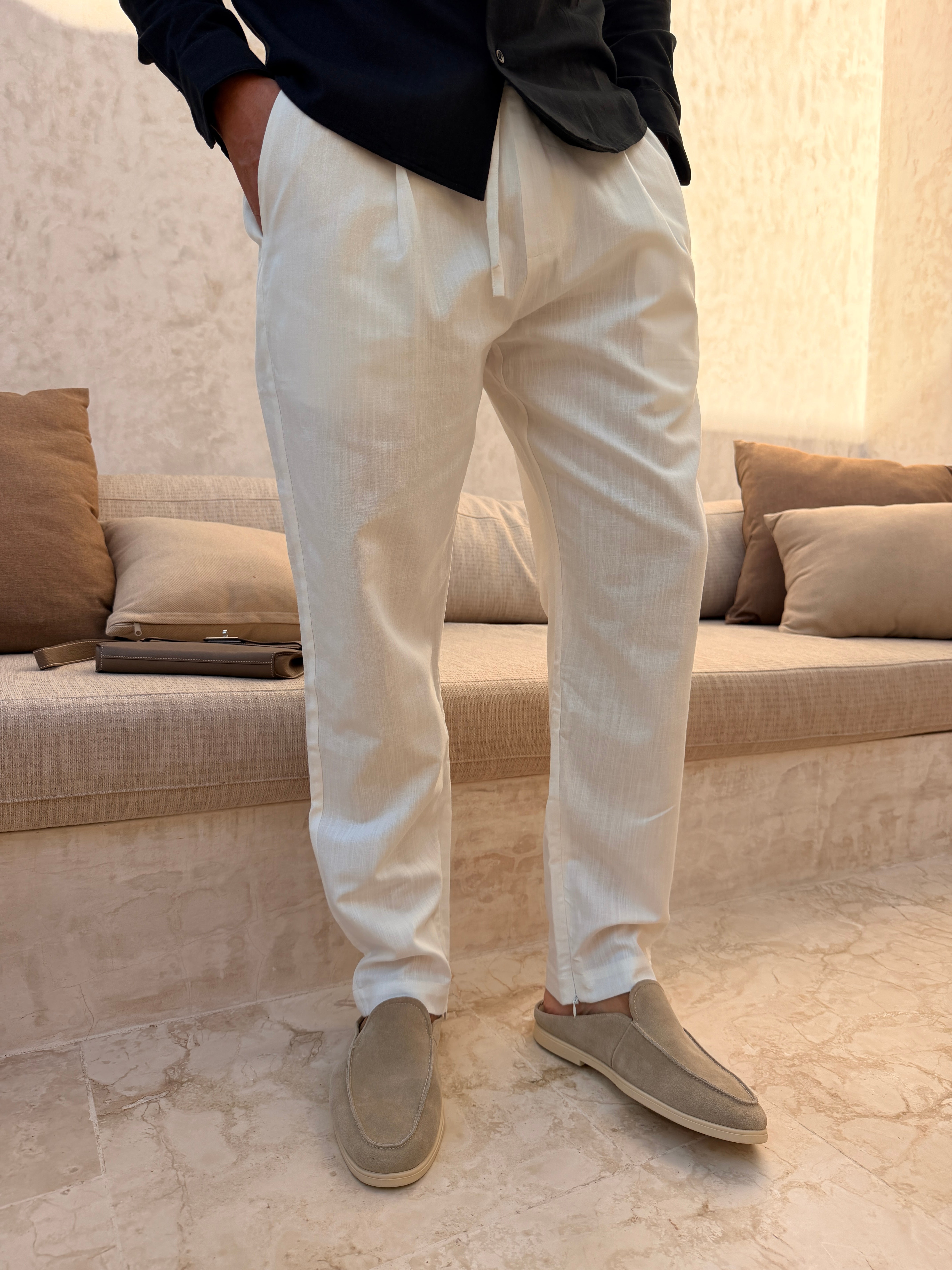RIVÉ LINEN CLASSIC TROUSER WHITE