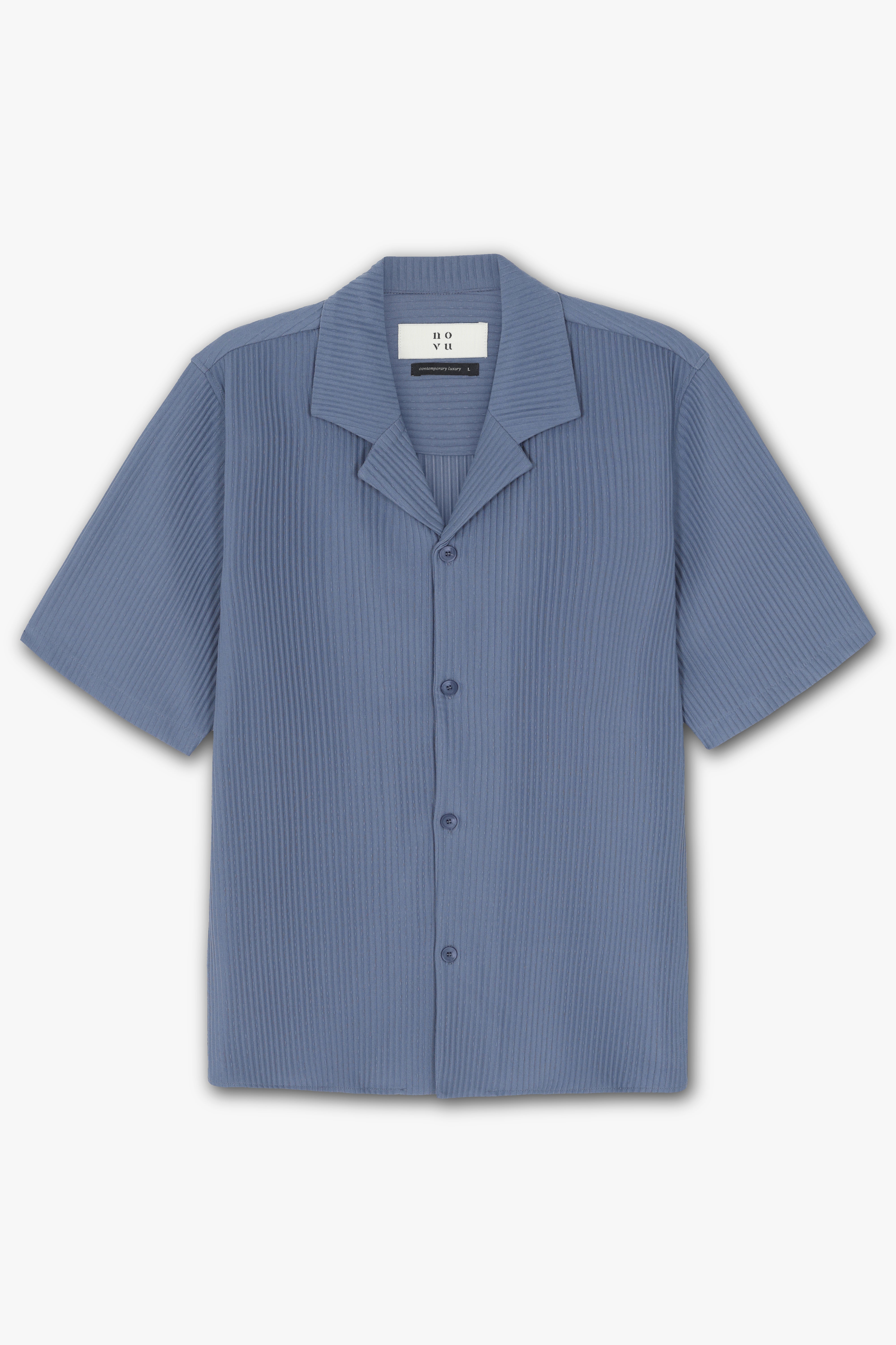 PLEAT SHIRT SS BLUE