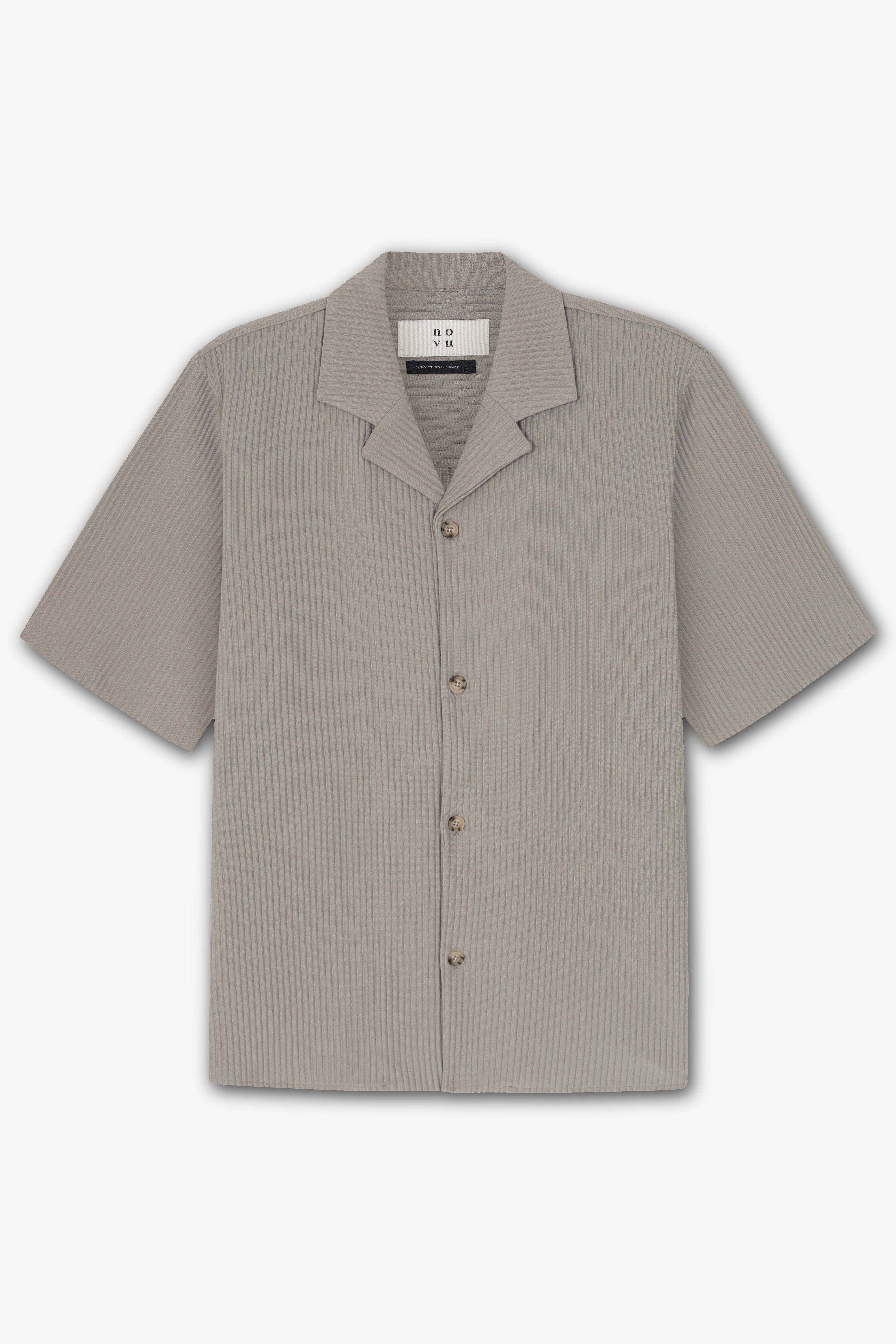 PLEAT SHIRT SS WARM GREY