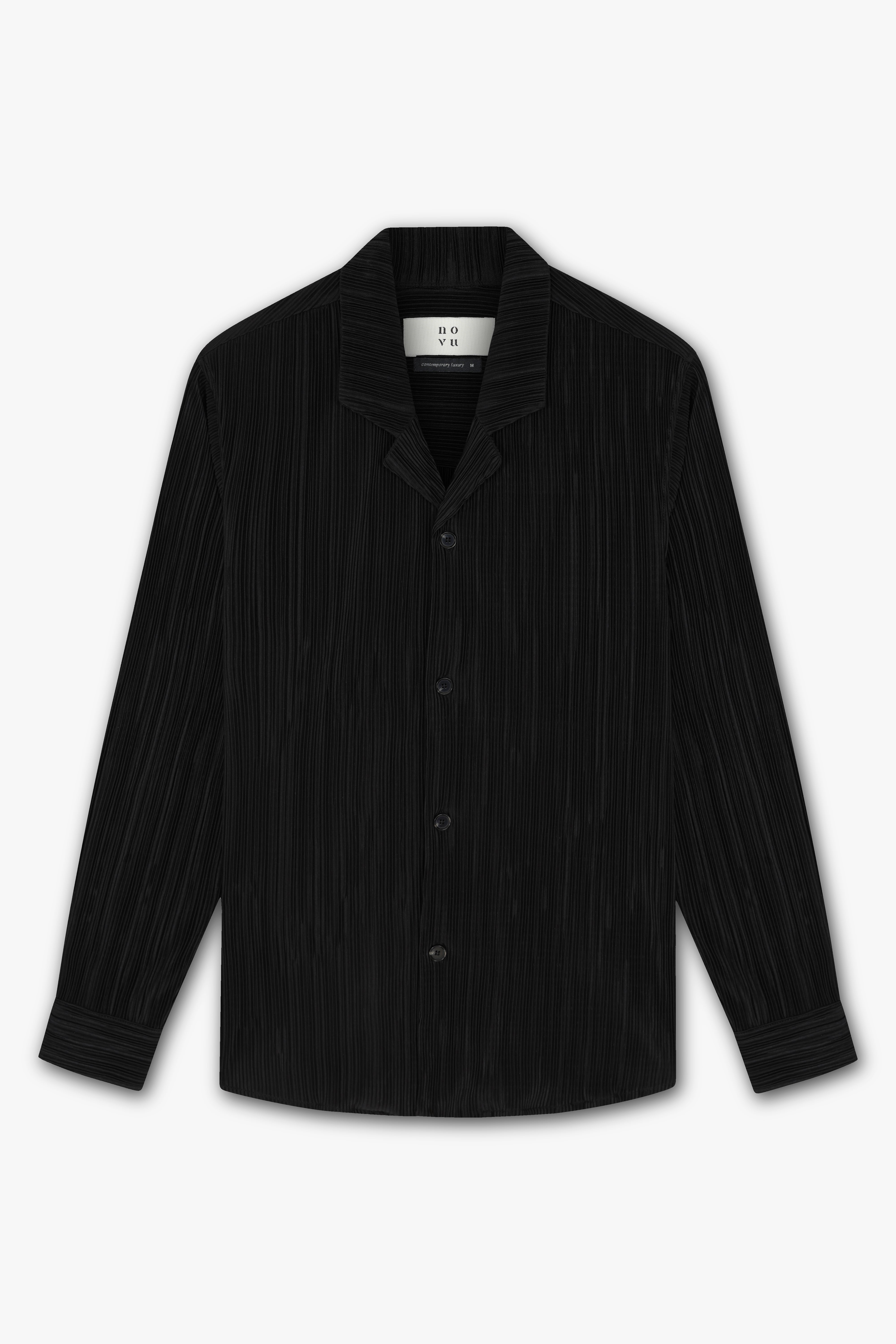 DEIA PLEAT SHIRT BLACK LS