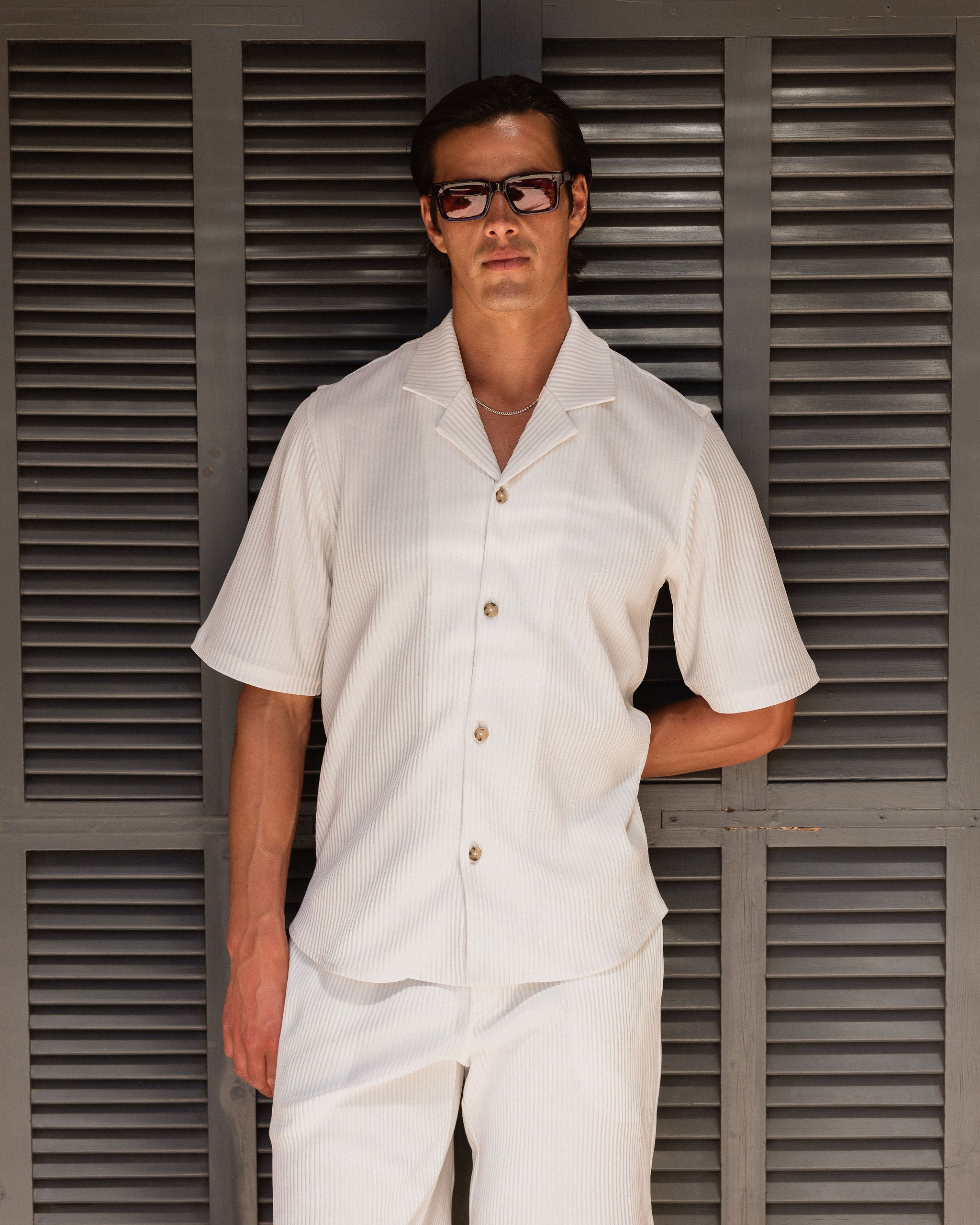 PLEAT SHIRT SS WHITE