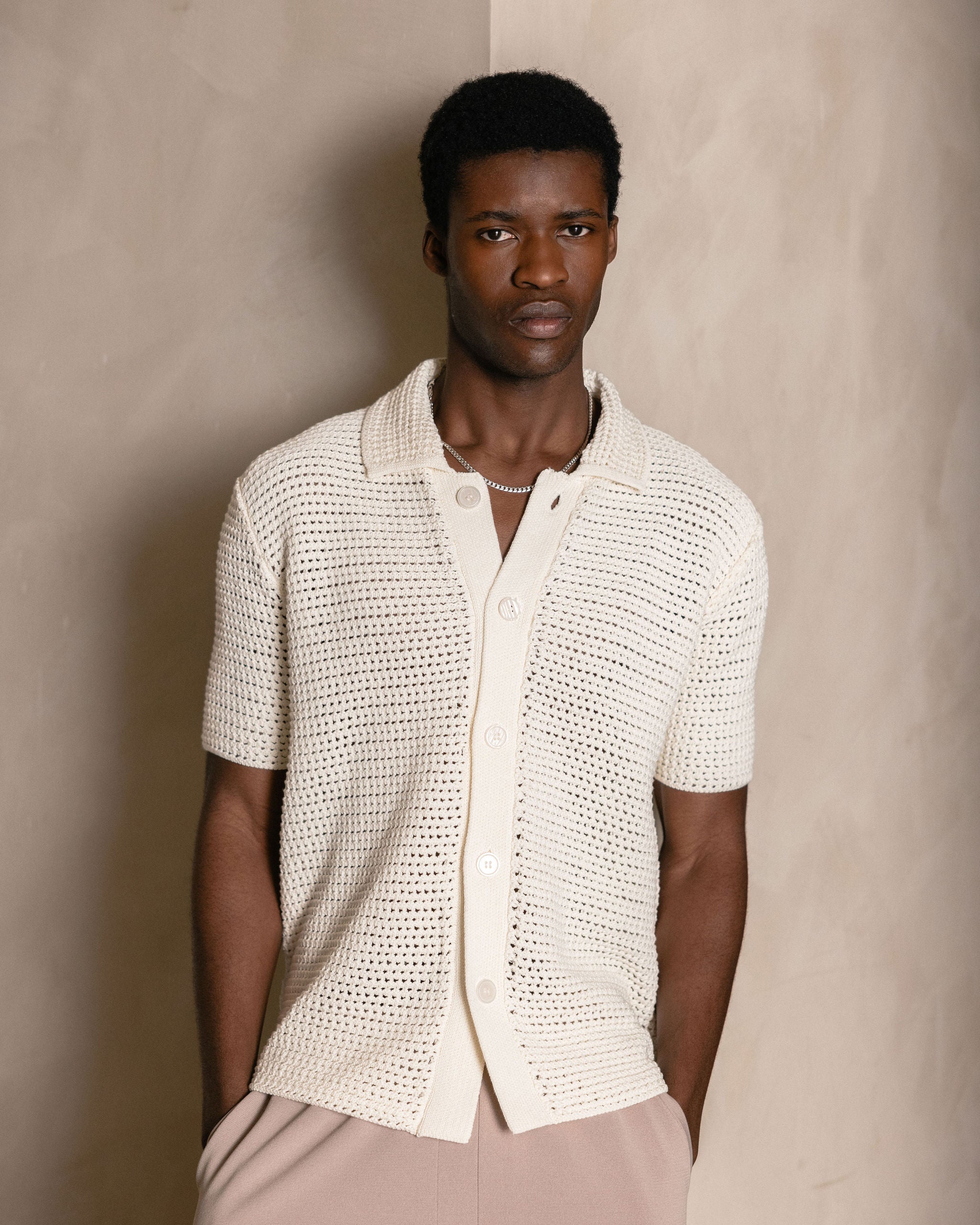 CROCHET SHIRT ECRU