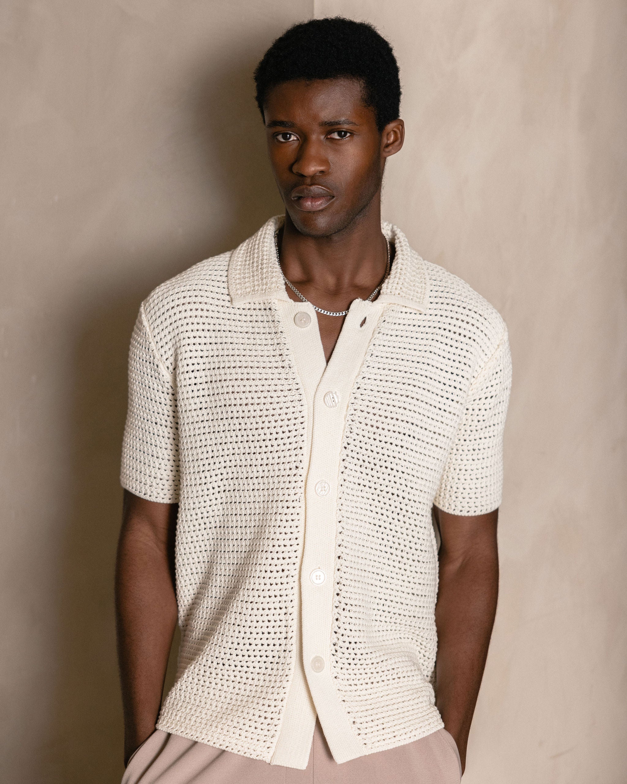 CROCHET SHIRT ECRU