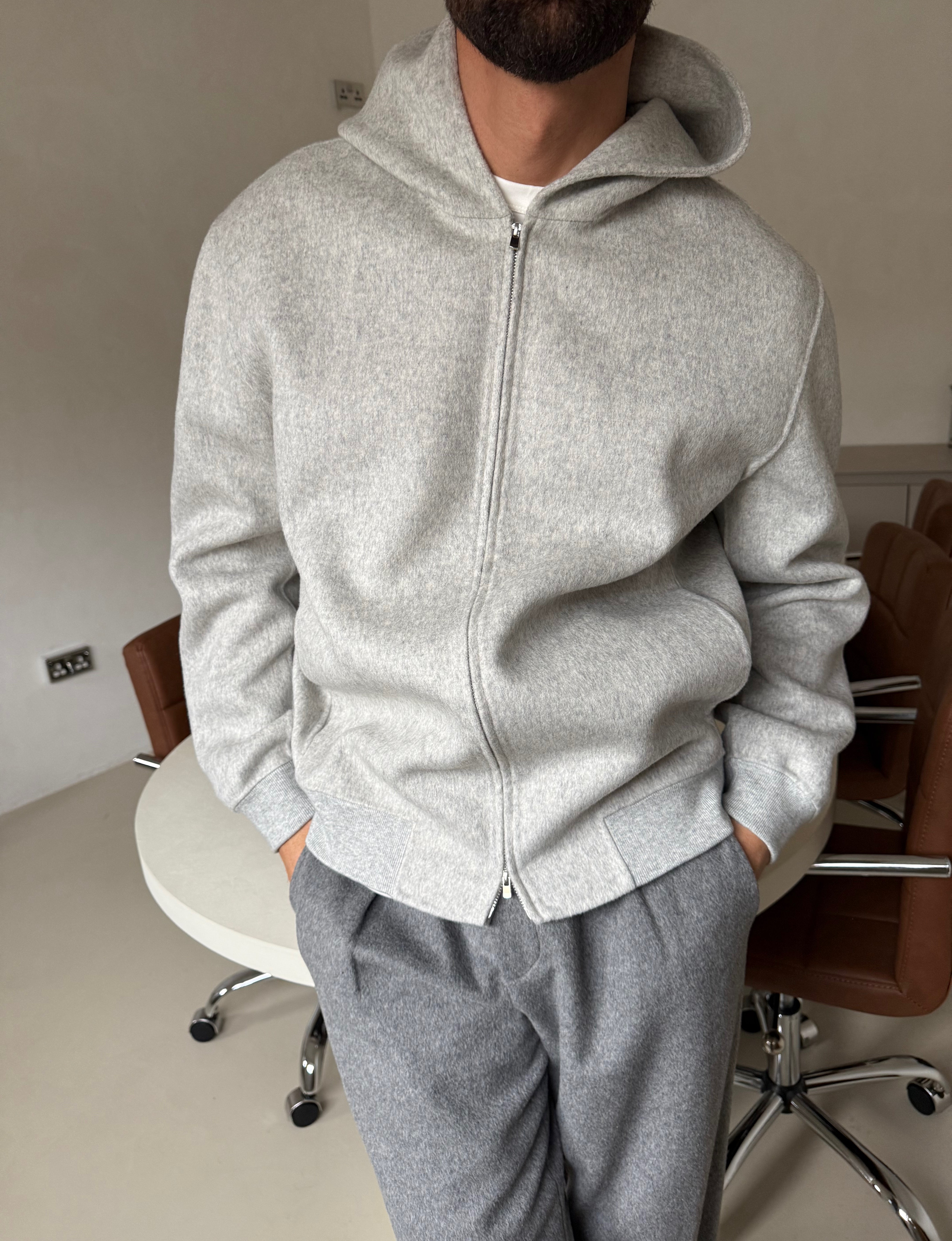 WOOL ZIP HOODIE CLASSIC GREY