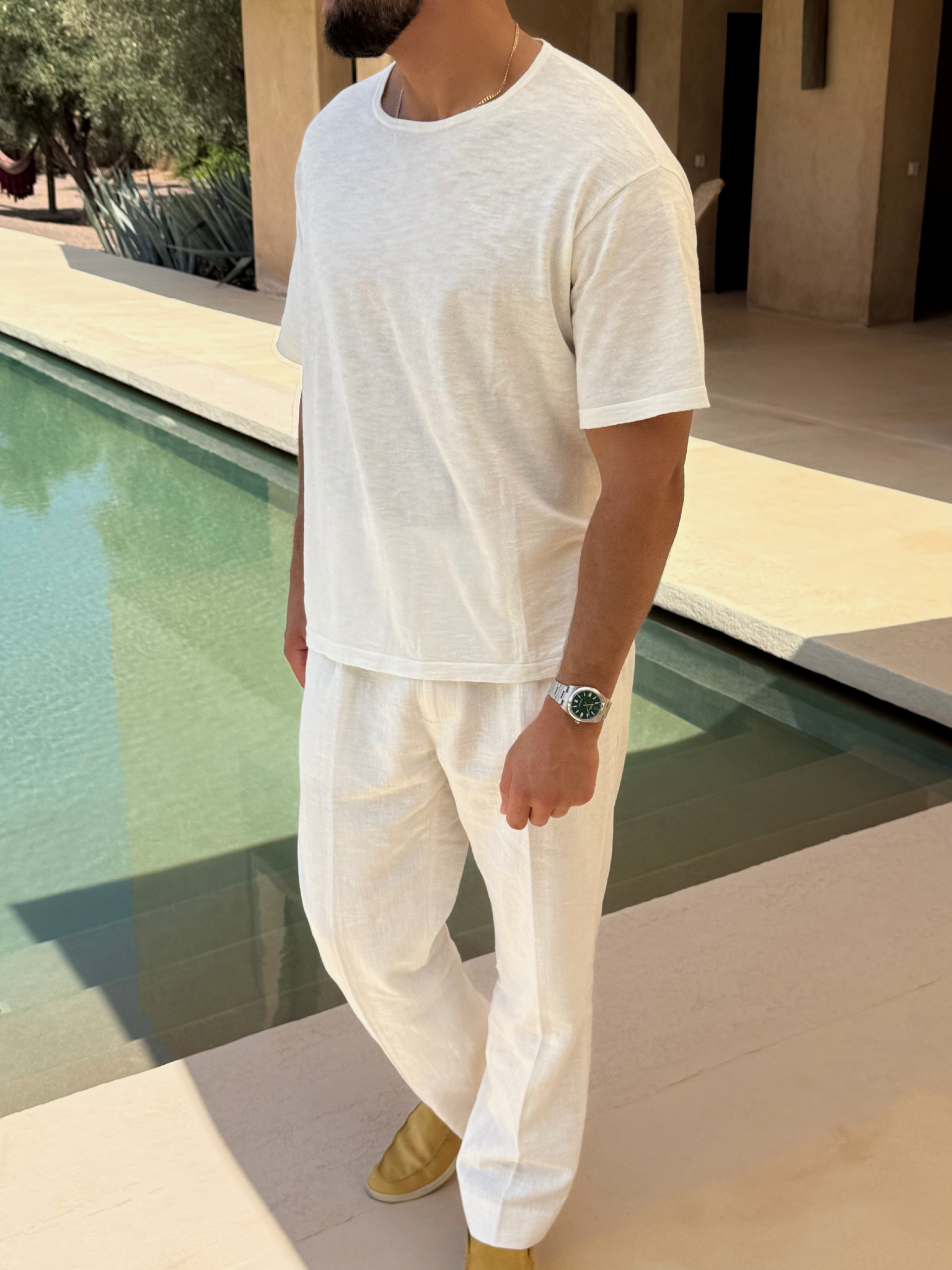 CÔTE LINEN & SILK T-SHIRT OFF WHITE
