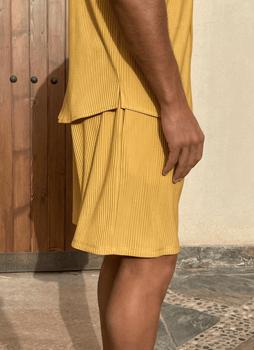 Mustard Pleat Shorts