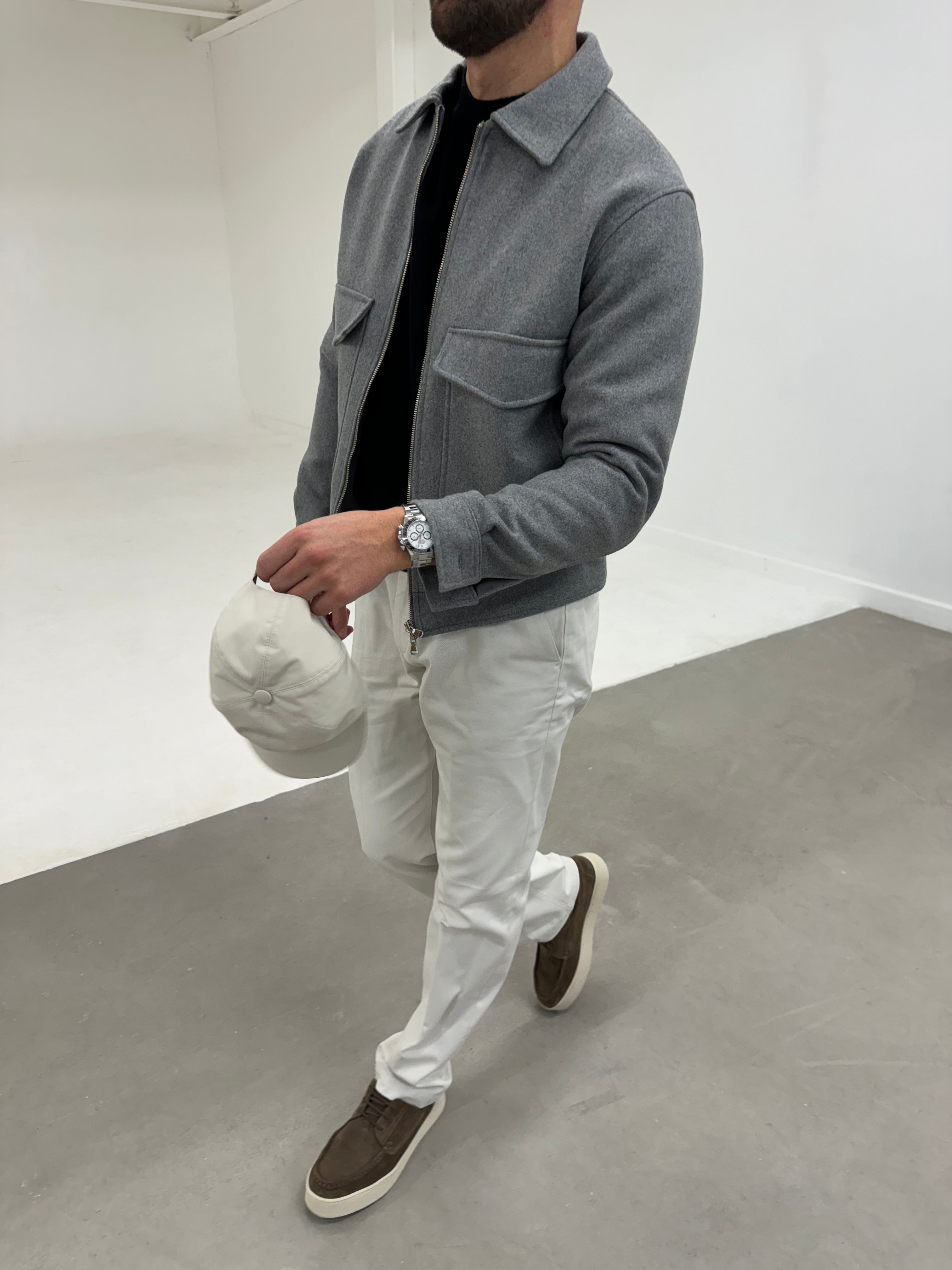 WOOL ZIP JACKET GREY