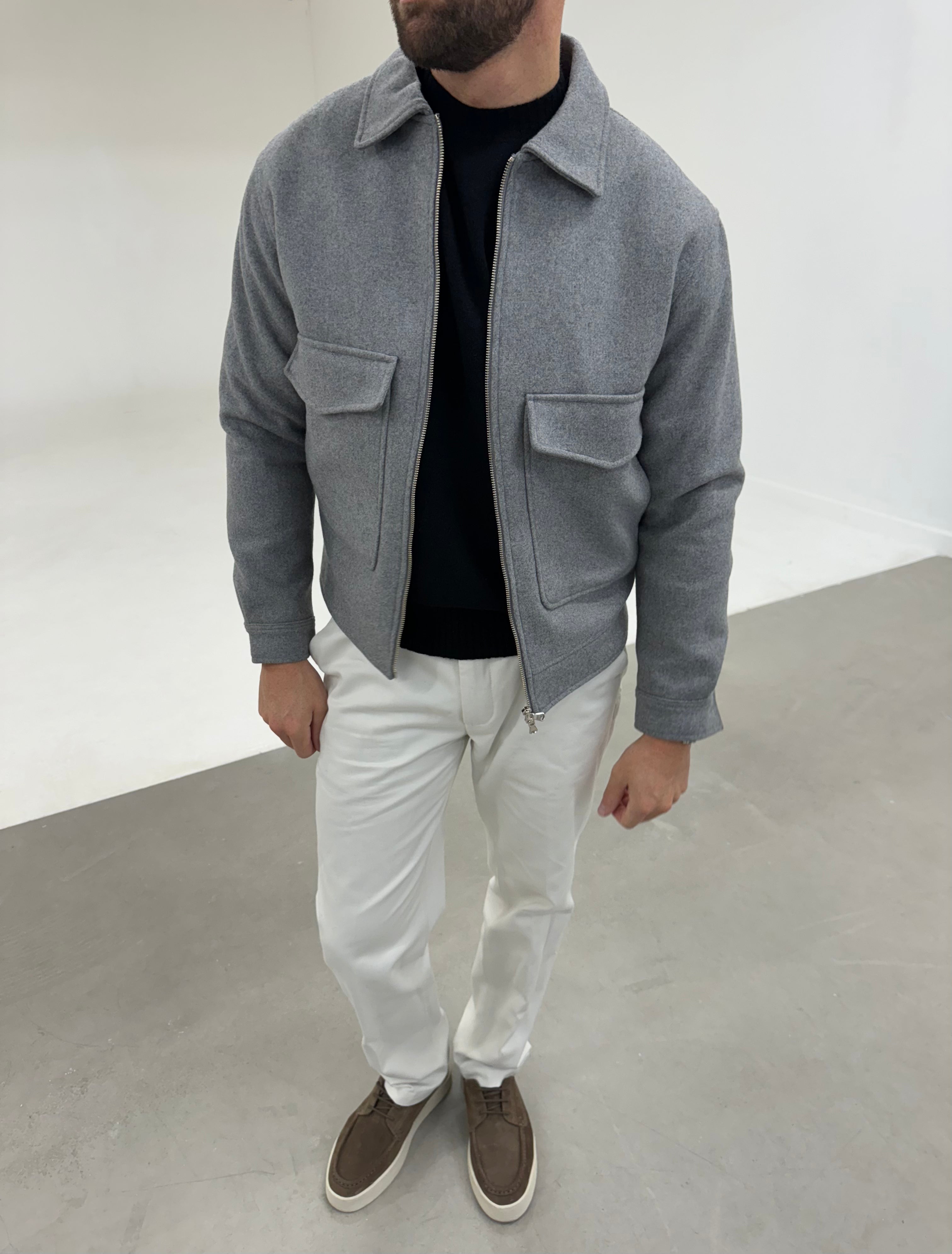 WOOL ZIP JACKET GREY