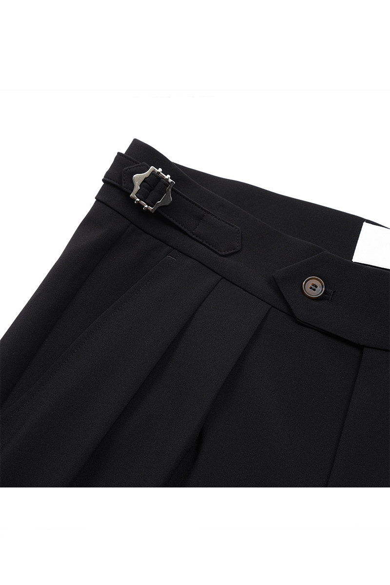 Black Oxford Pleated Shorts