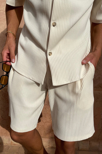 Ecru Pleat Shorts